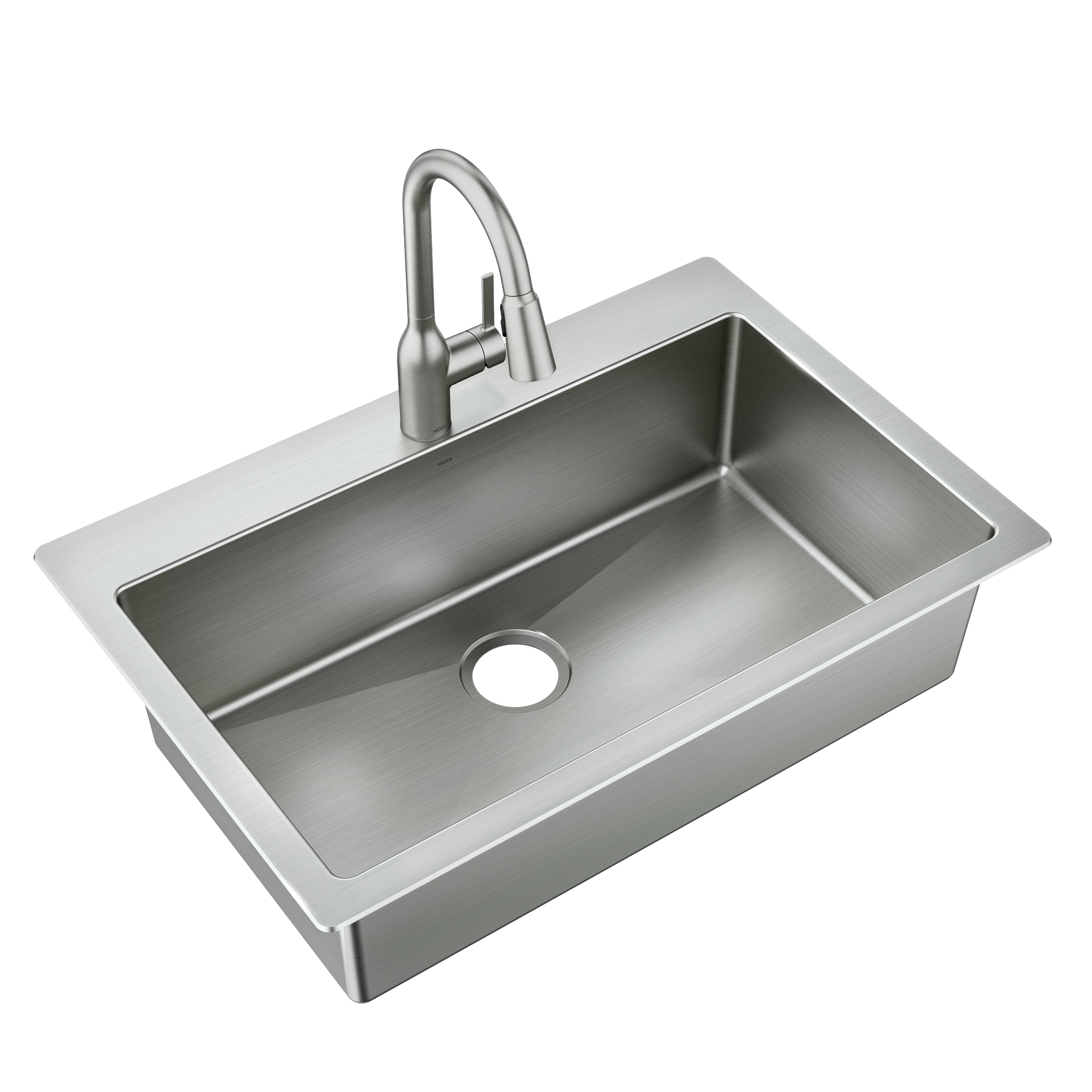 Kenadi 33x22 Steel 18 Gauge Single Bowl Dual Mount Sink