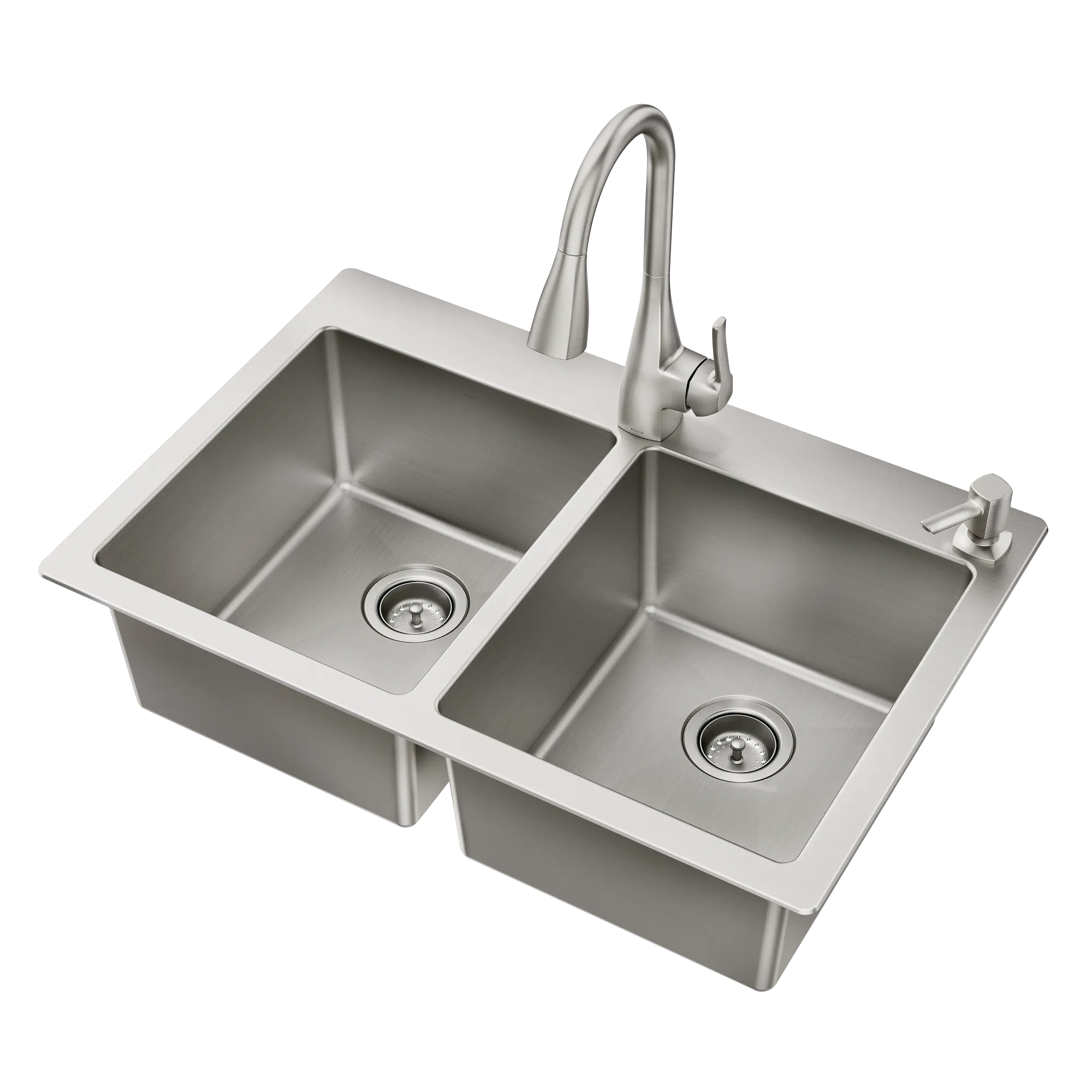 33 X 22 Steel 18 Gauge Double Bowl Dualmount Sink - Image 3