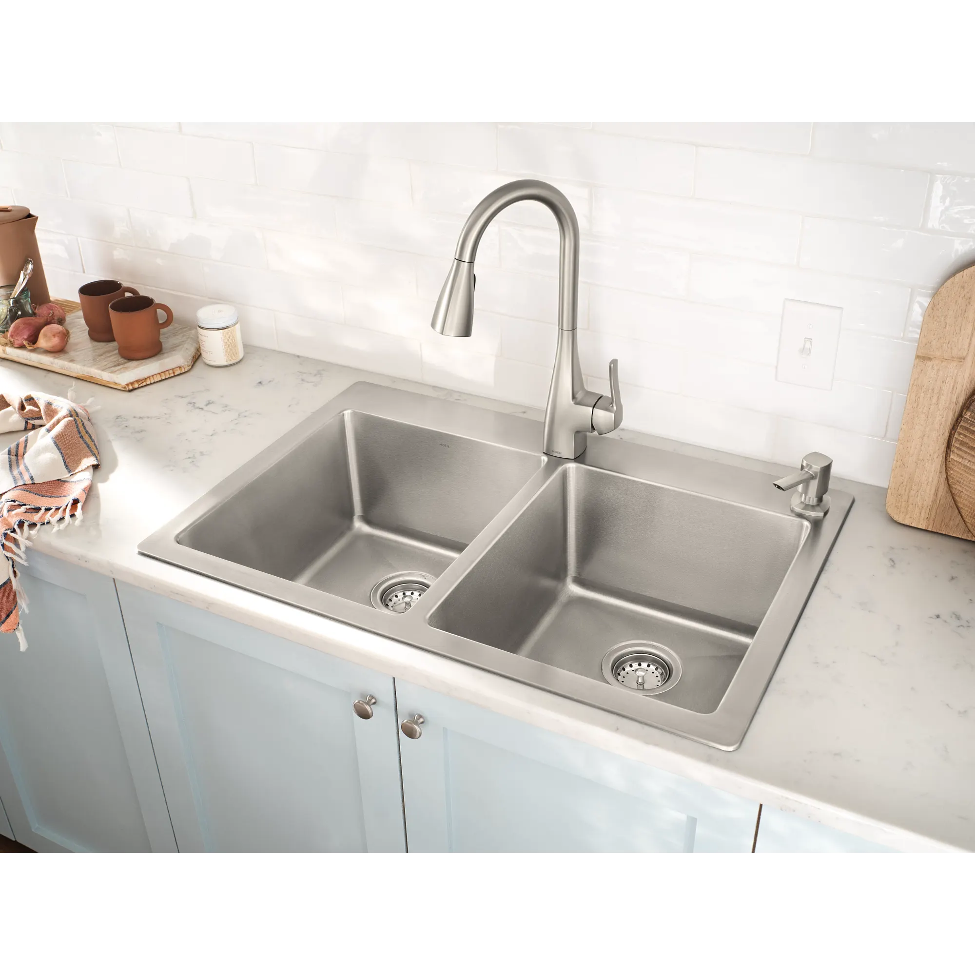 33 X 22 Steel 18 Gauge Double Bowl Dualmount Sink - Image 10