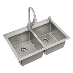 33 X 22 Steel 18 Gauge Double Bowl Dualmount Sink