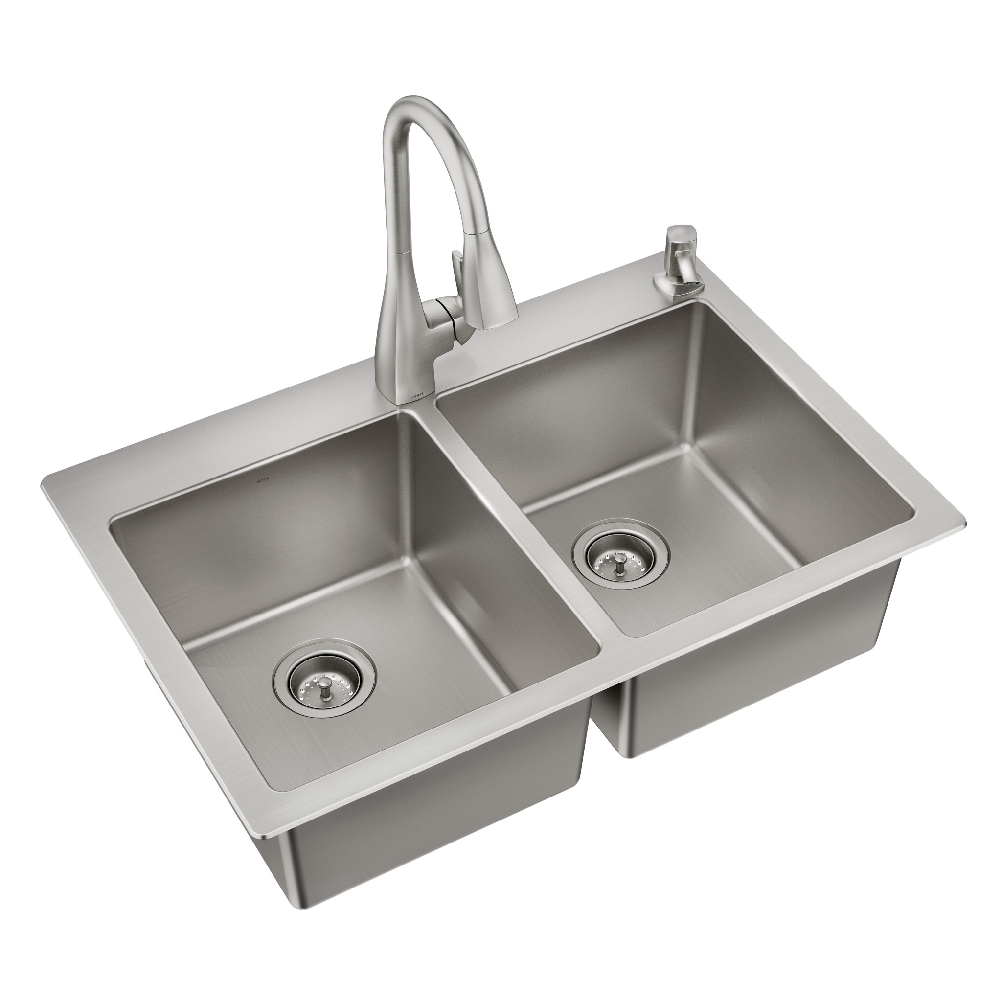 33 X 22 Steel 18 Gauge Double Bowl Dualmount Sink
