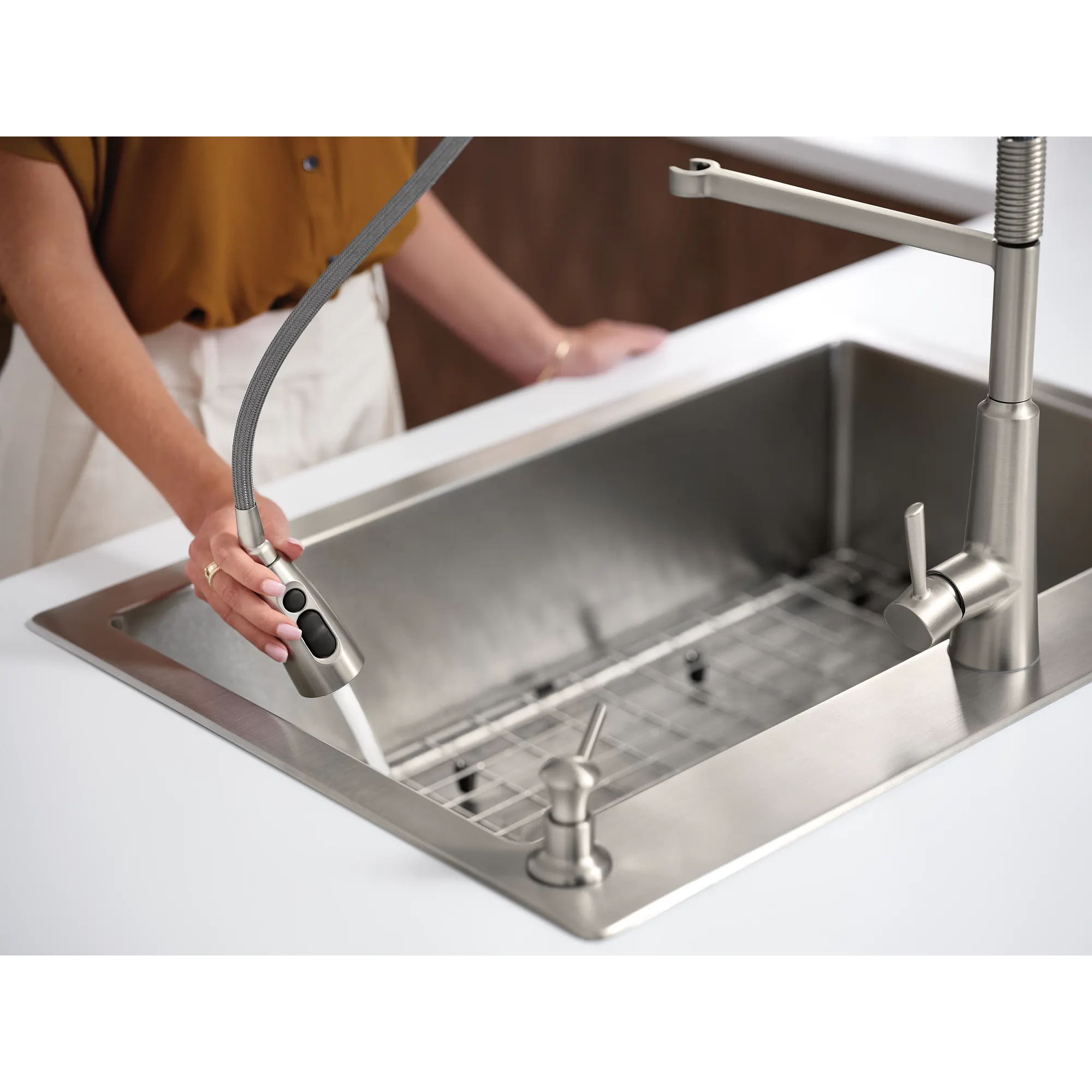 33 X 22 Stainless Steel 18 Gauge Single Bowl Dualmount Sink and Faucet Combination - Image 16