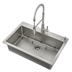 33 X 22 Stainless Steel 18 Gauge Single Bowl Dualmount Sink and Faucet Combination