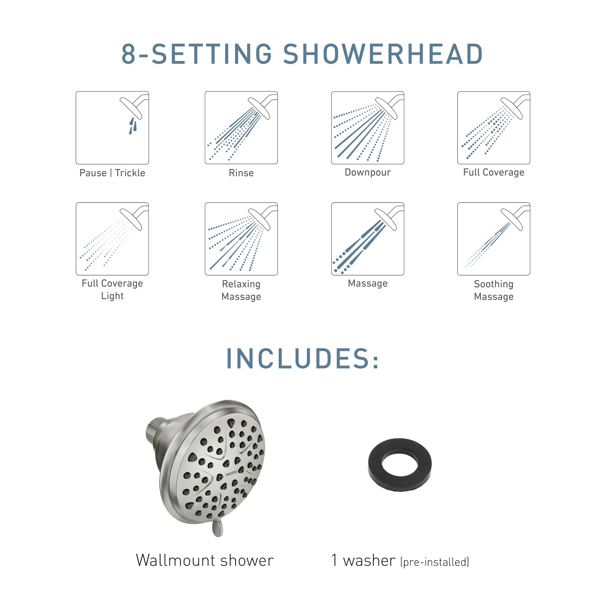 Attune Eight-Function 4 Diameter Spray Head Wallmount - Image 15