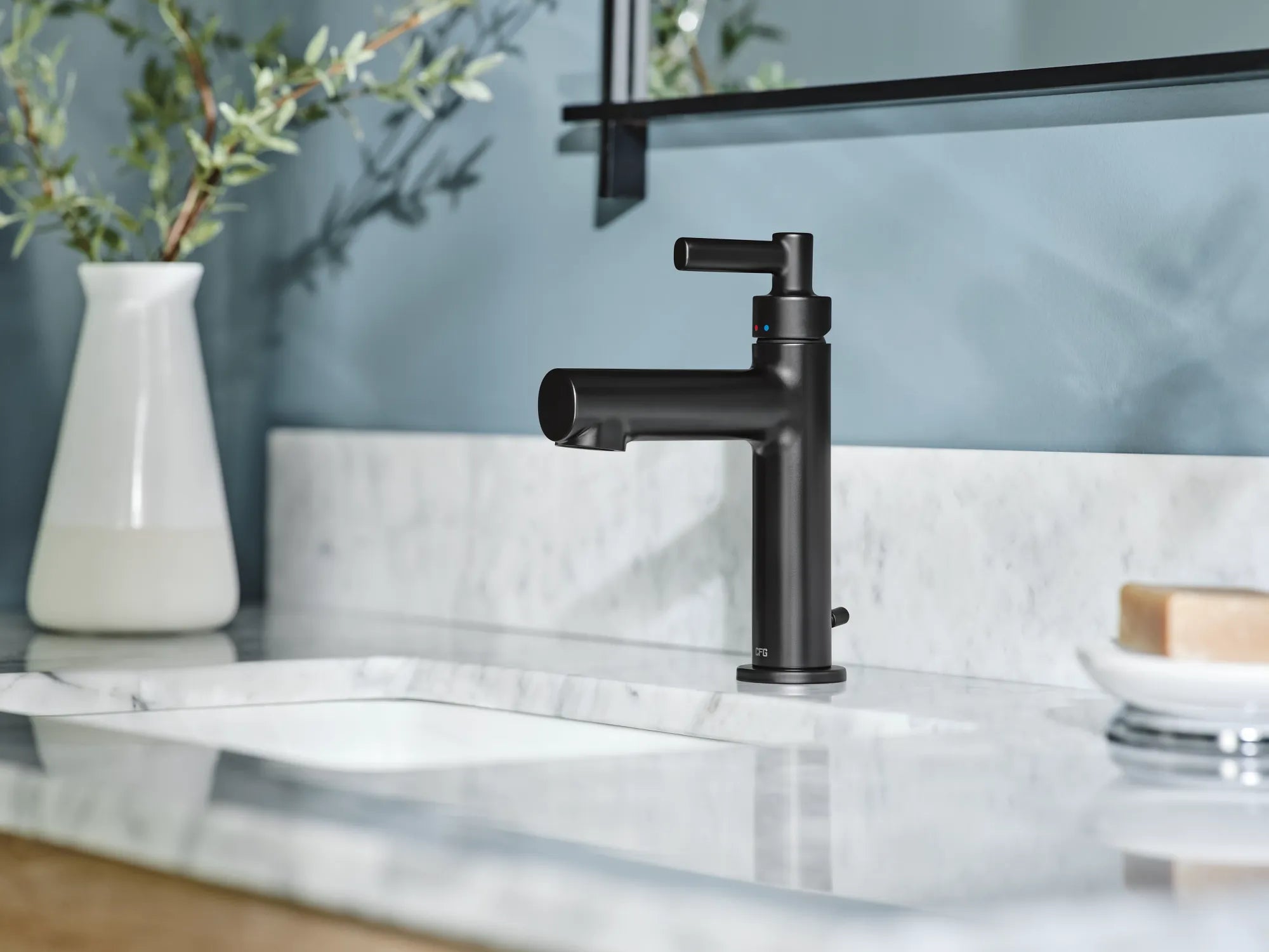Aluma Matte black one-handle low arc bathroom faucet - Image 6