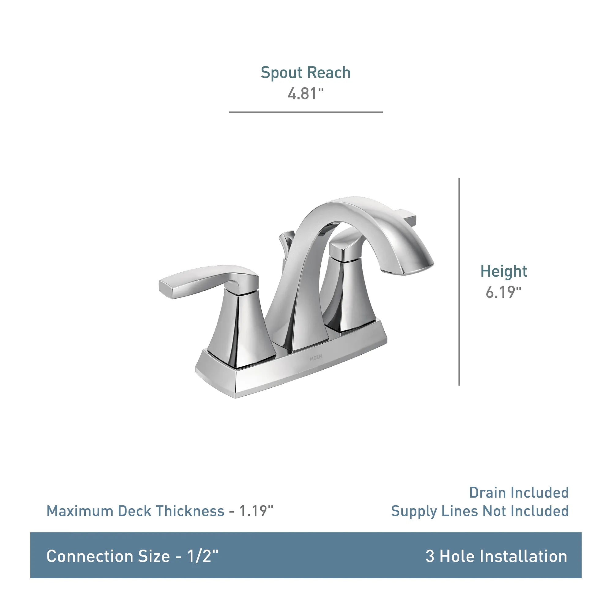 Voss Two-Handle High Arc Bathroom Faucet - Image 4