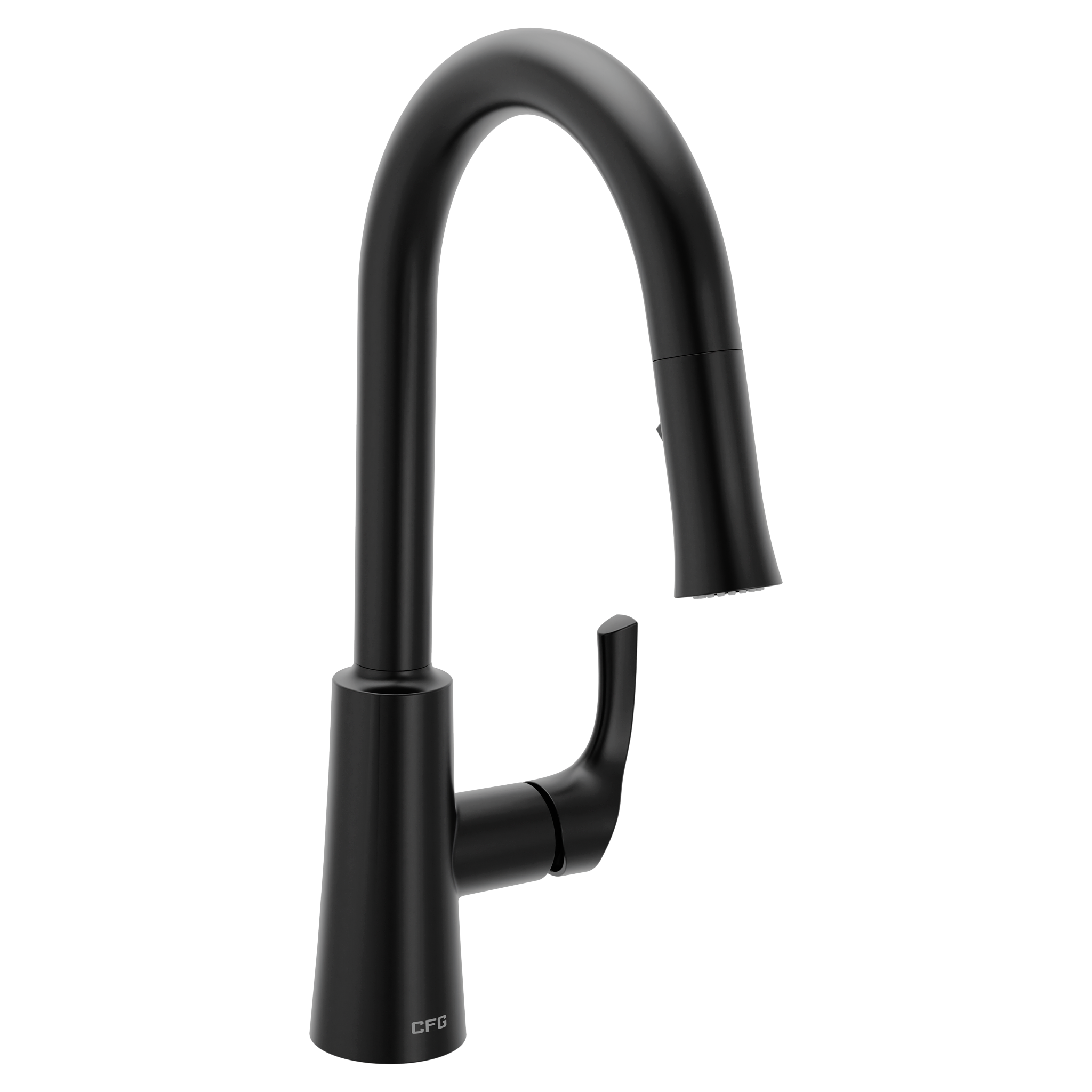 Ash Matte black one-handle high arc pulldown kitchen faucet