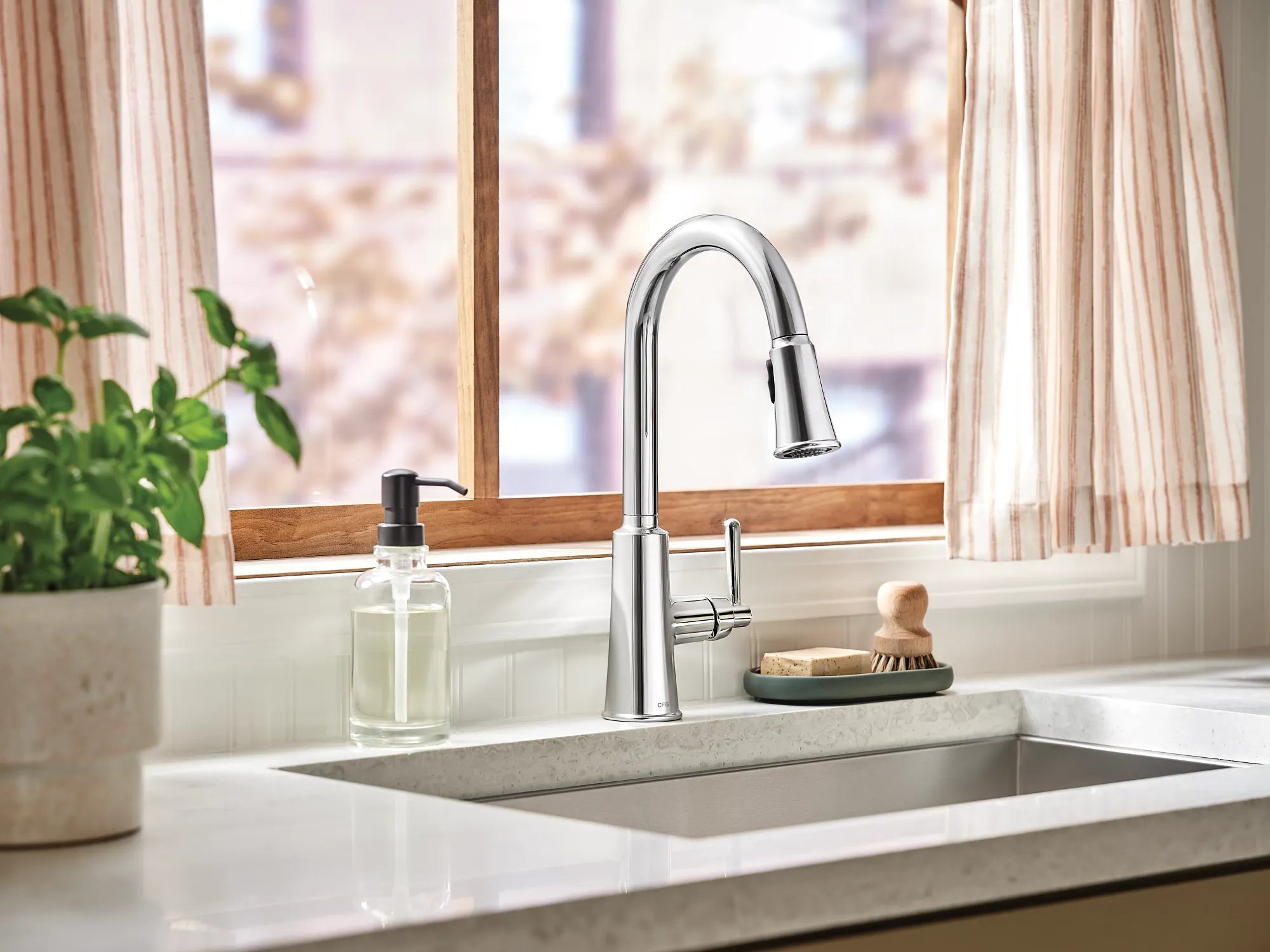 Ember Chrome one-handle high arc pulldown kitchen faucet - Image 6
