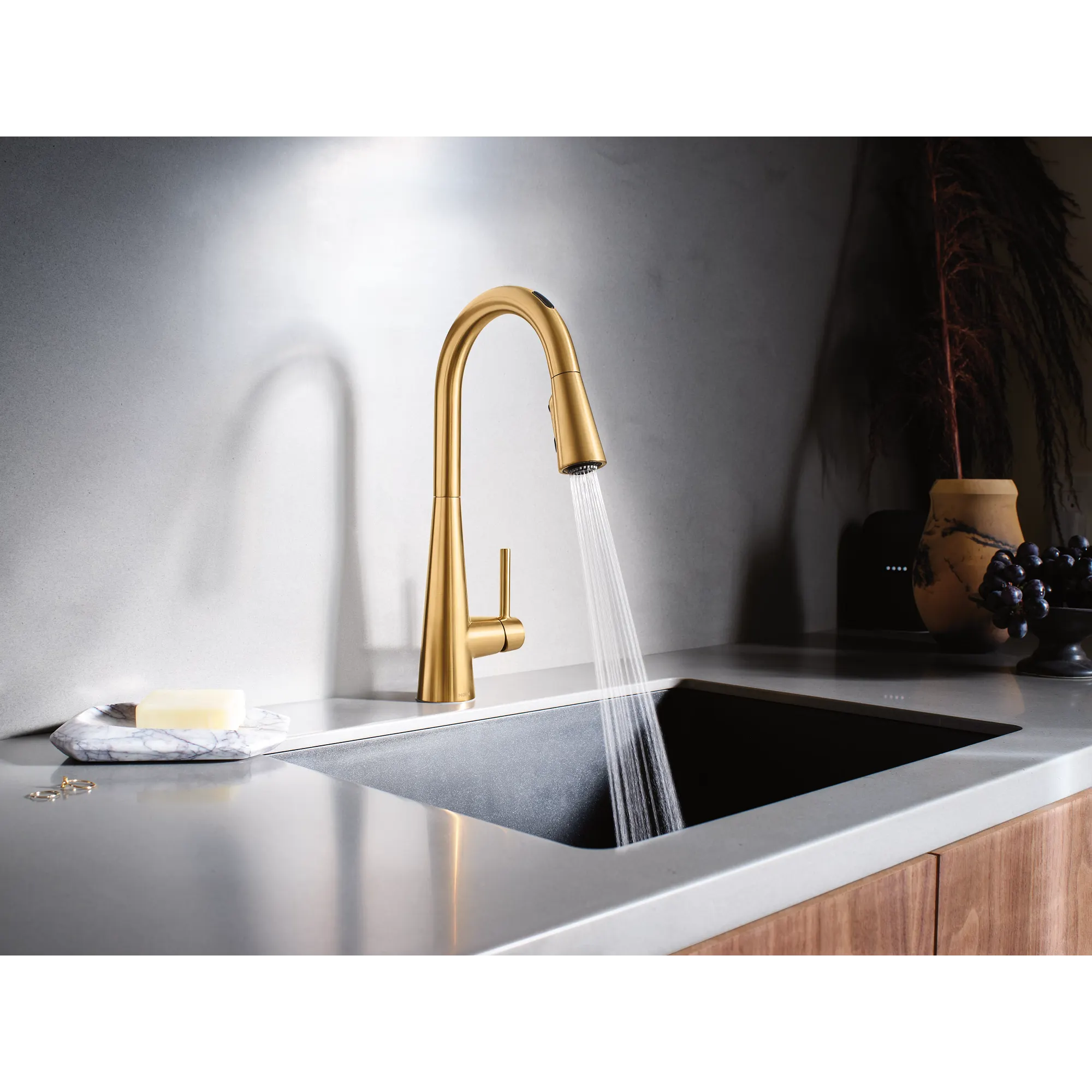 Sleek Smart Faucet Voice Control One-Handle High Arc Pulldown Kitchen Faucet - Image 21