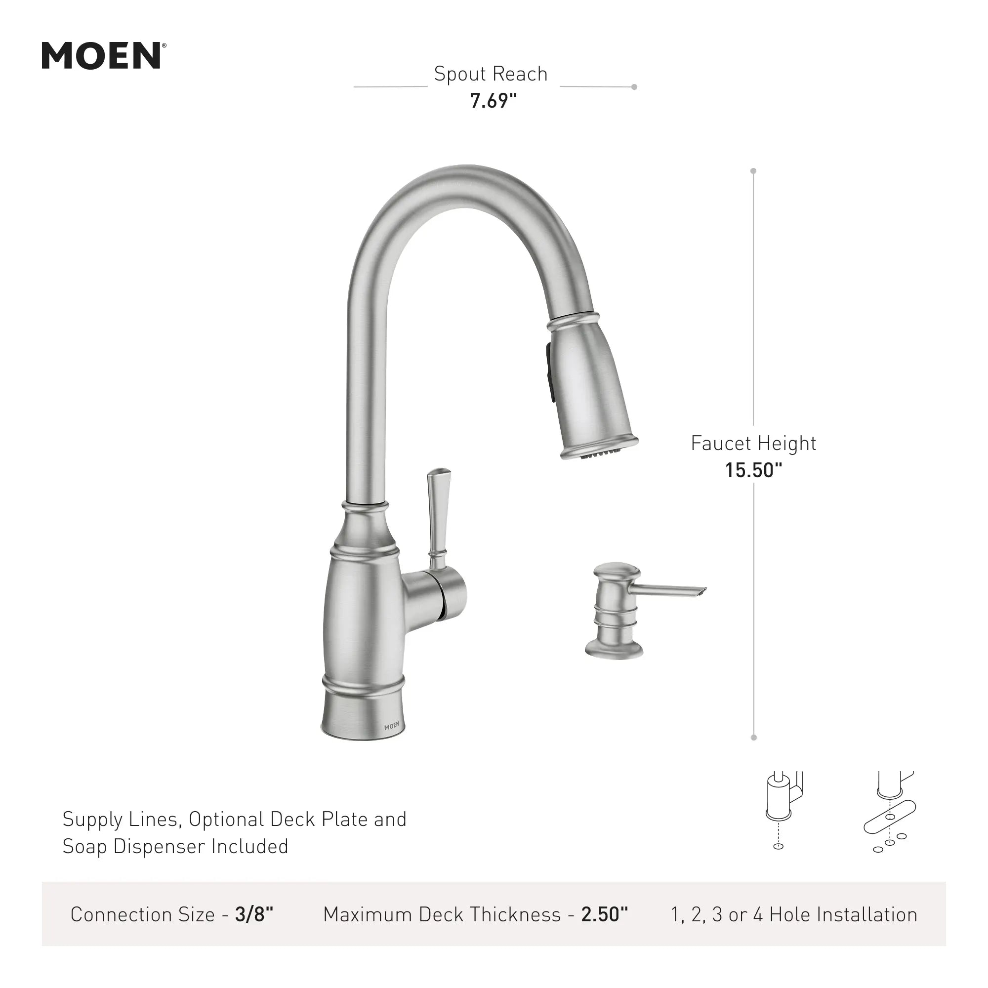 Noell One-Handle Pulldown Kitchen Faucet - Image 5