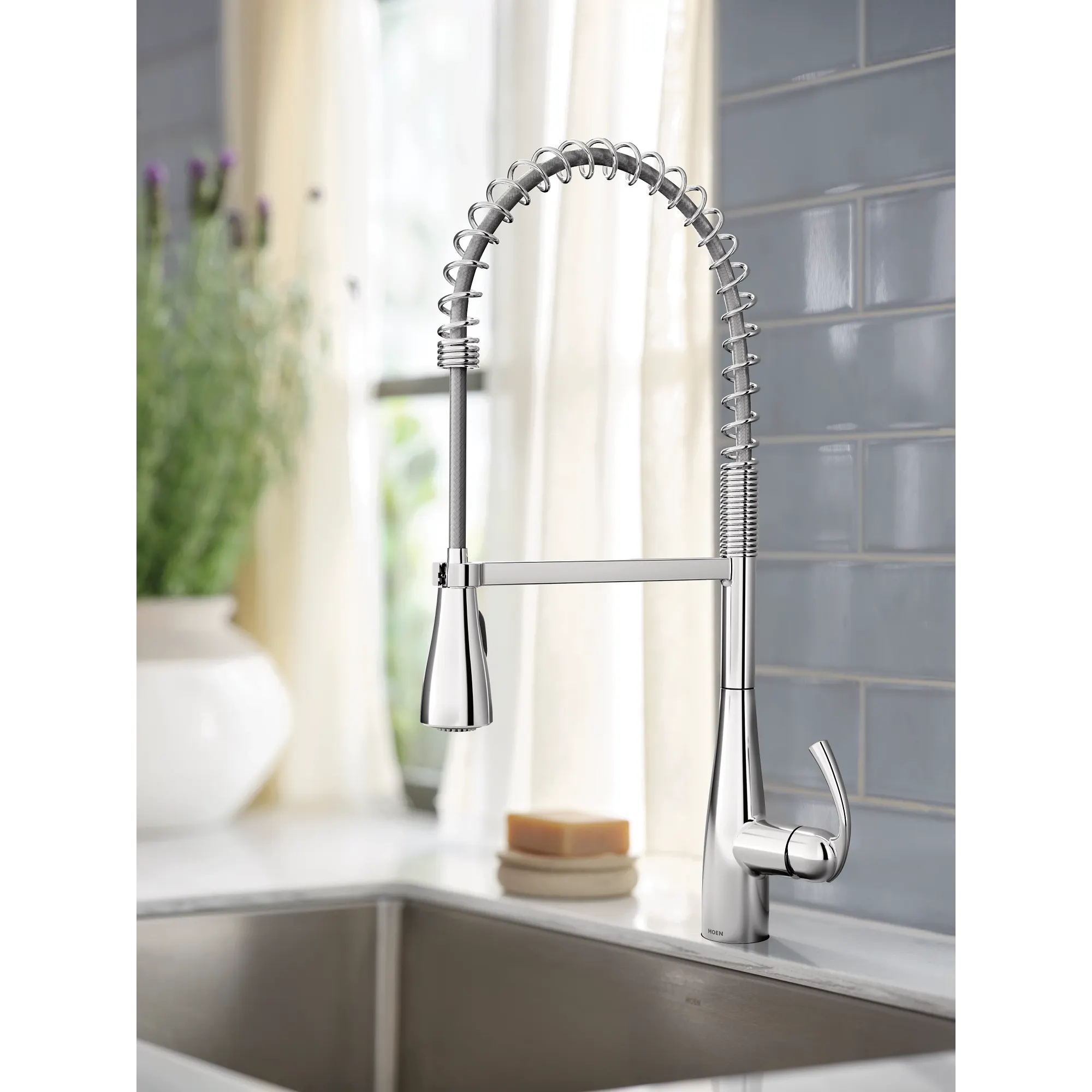 Essie One-Handle High Arc Pre-Rinse Spring Pulldown Kitchen Faucet - Image 3