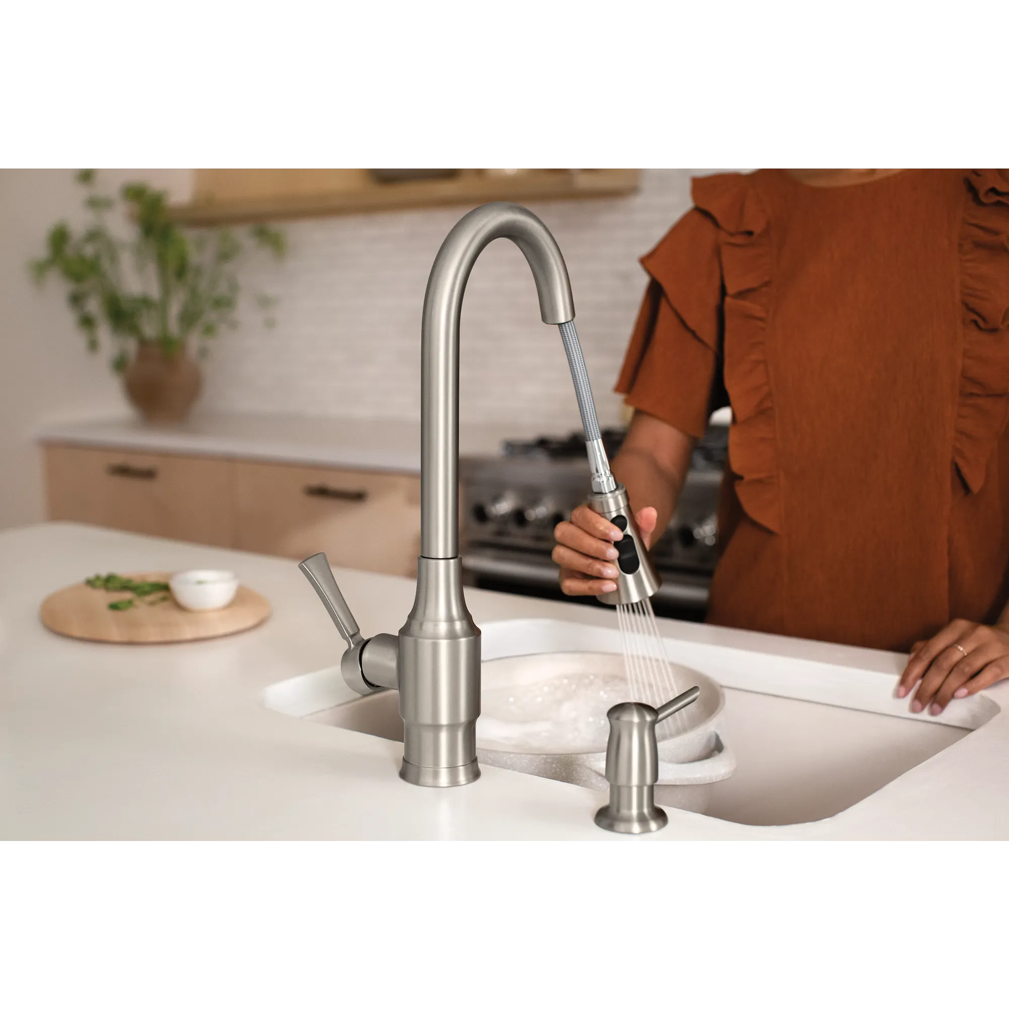 Swinden One-handle High Arc Pulldown Kitchen Faucet - Image 10