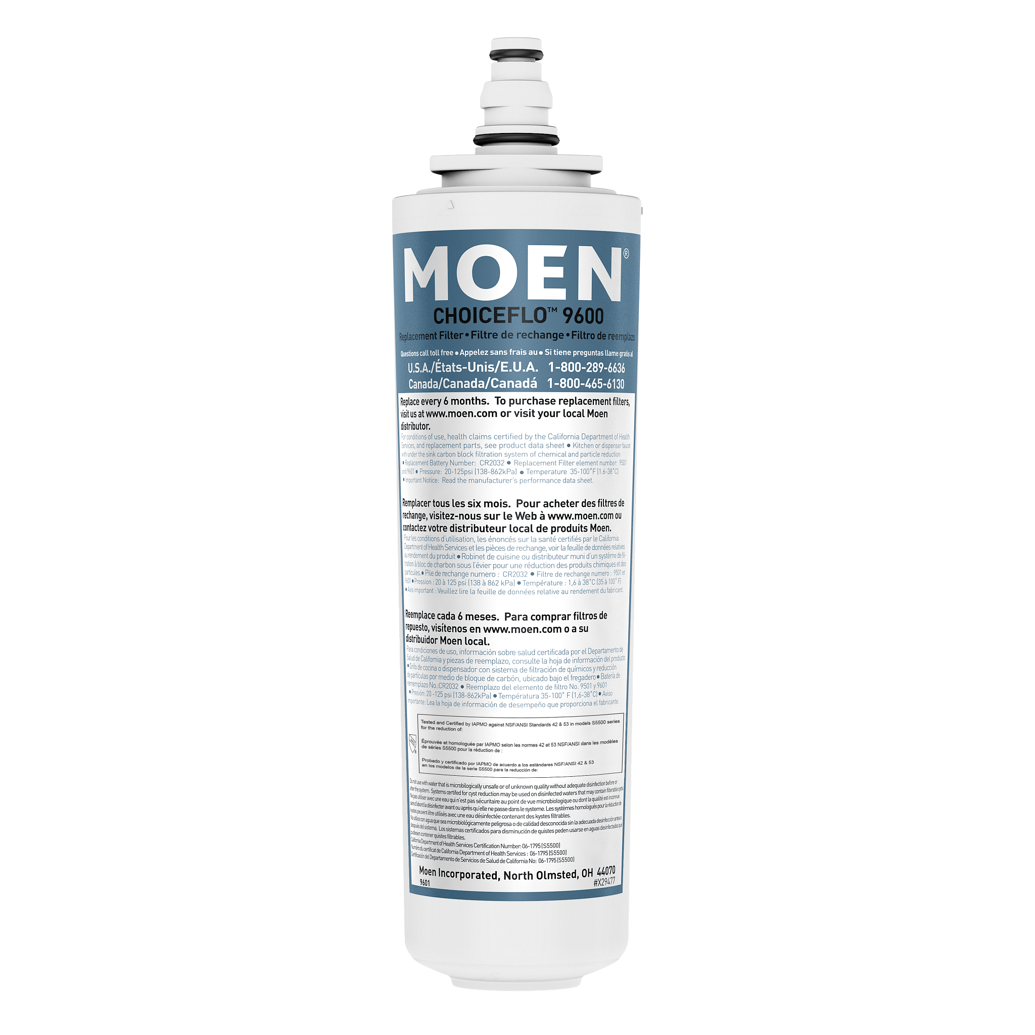 Moen Choiceflo 9600 Replacement Filter for Chateau with Choiceflo. Sip. and AquaSuite Series 9600/9602/9500/9502