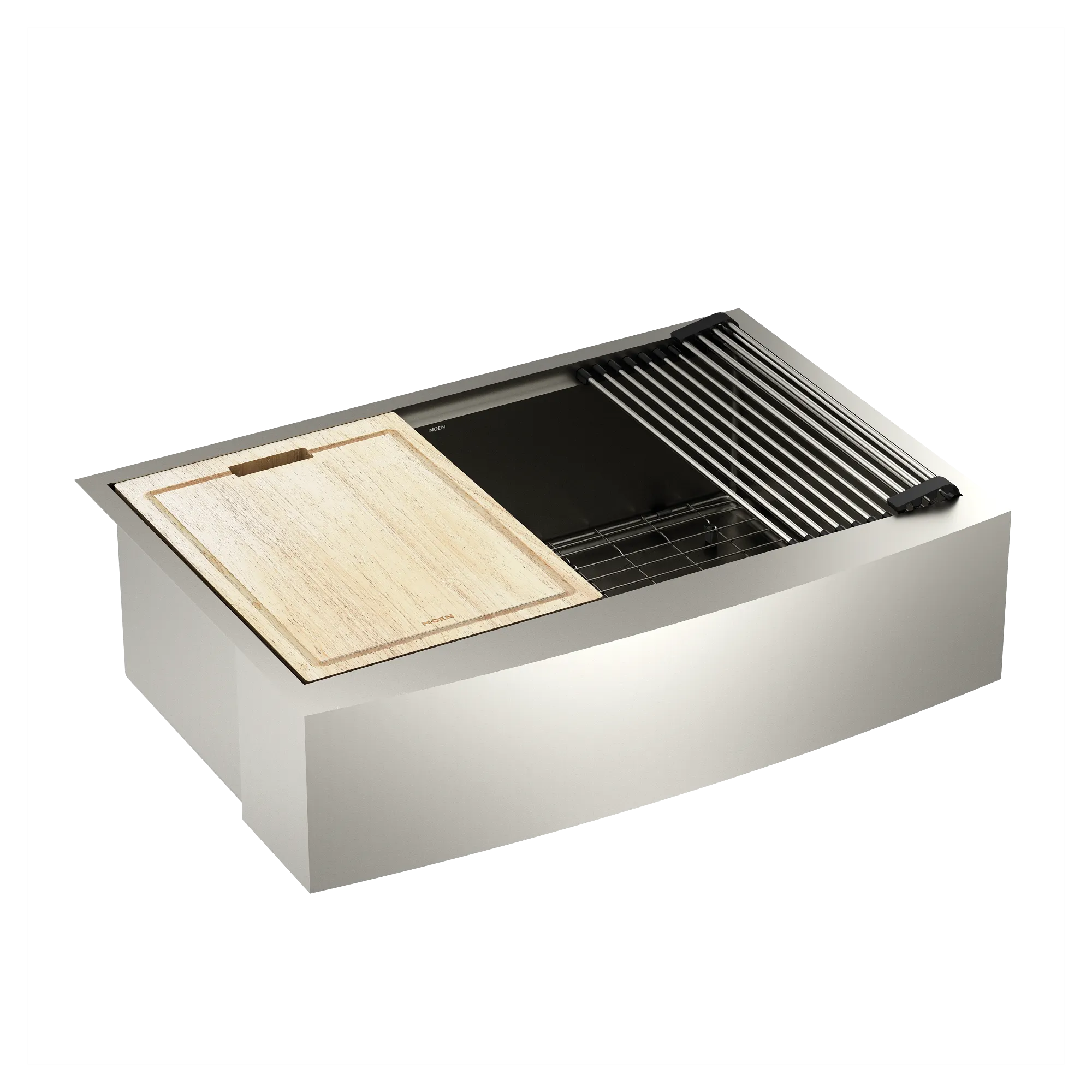 Luxe Chef 33 Workstation Steel Undermount Apron Front Single Bowl Sink with Accessories - Image 7