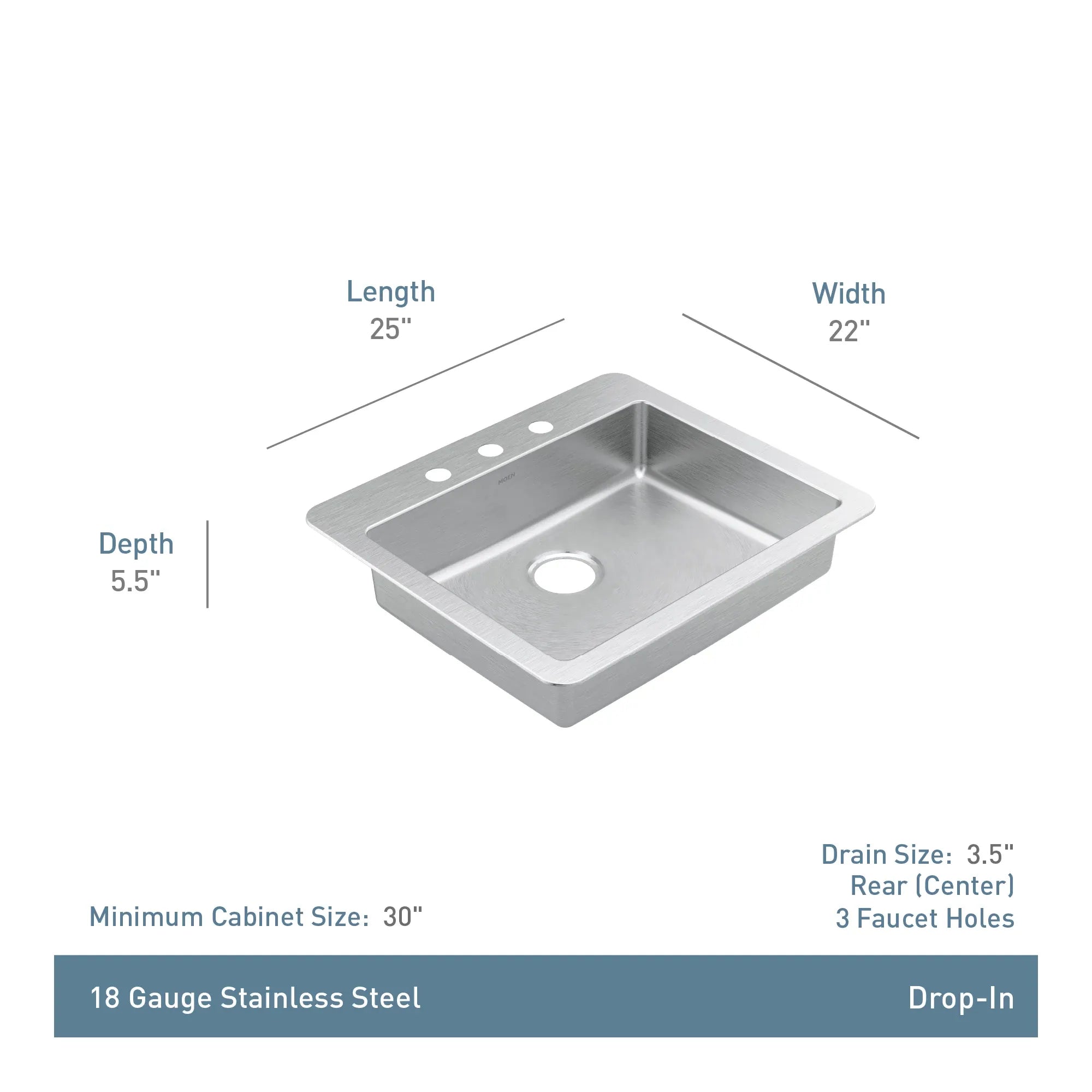 Prep 25 Steel Drop-In Single Bowl Sink - Image 5