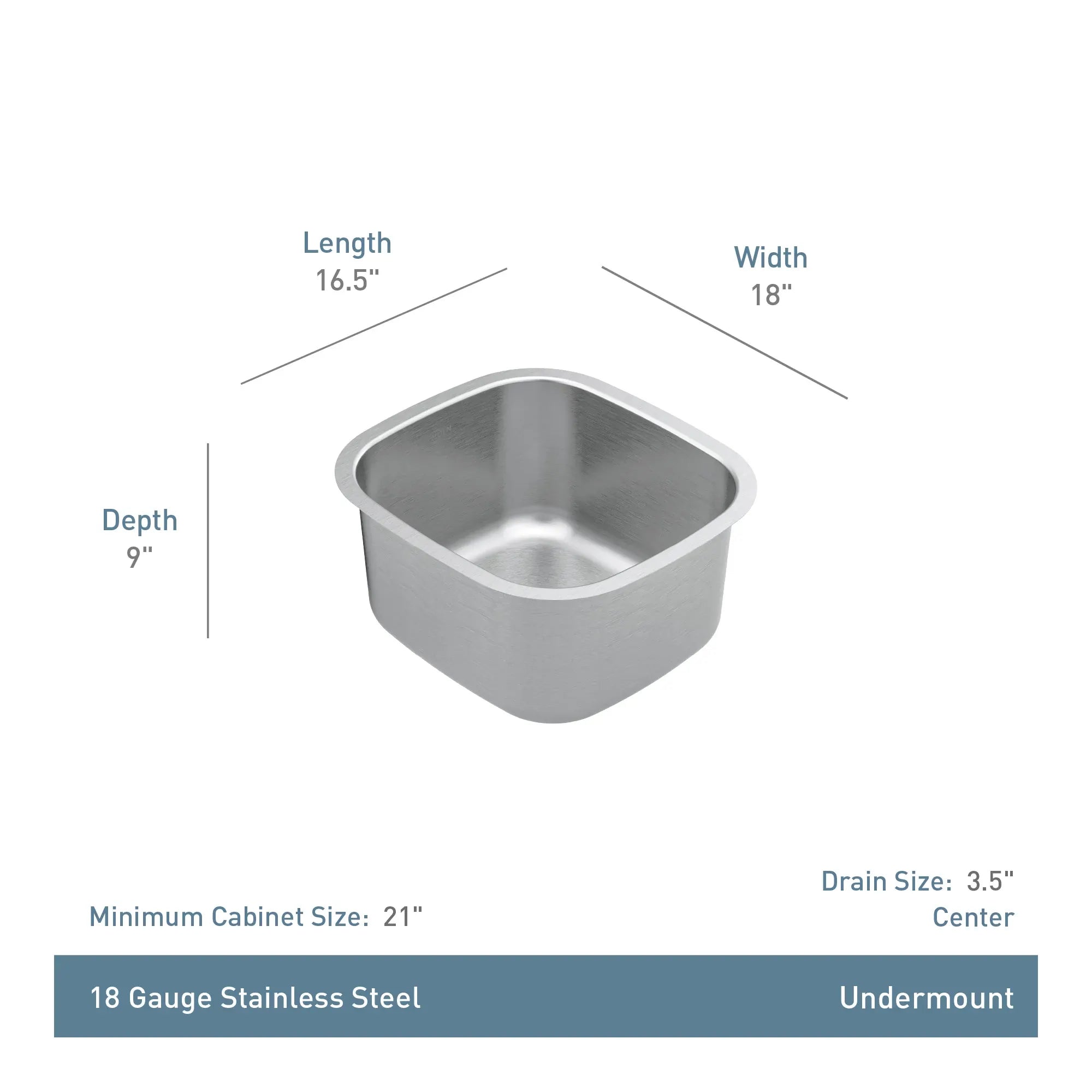 Prep 16.5 Steel Undermount Single Bowl Sink - Image 5