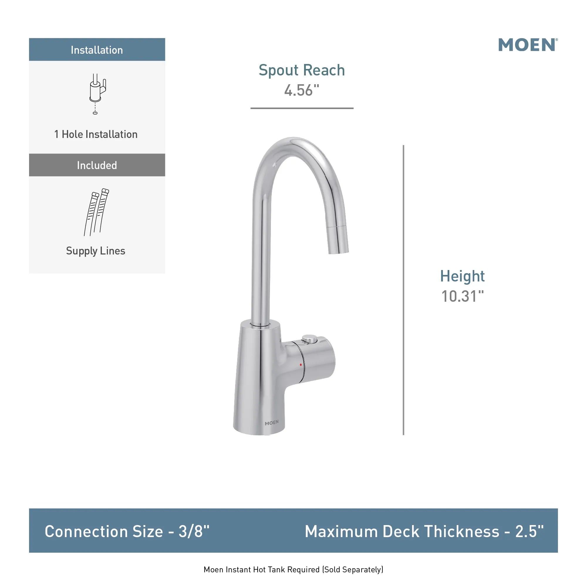 Moen Sip Transitional One-Handle High Arc Undermount Beverage Faucet - Image 4