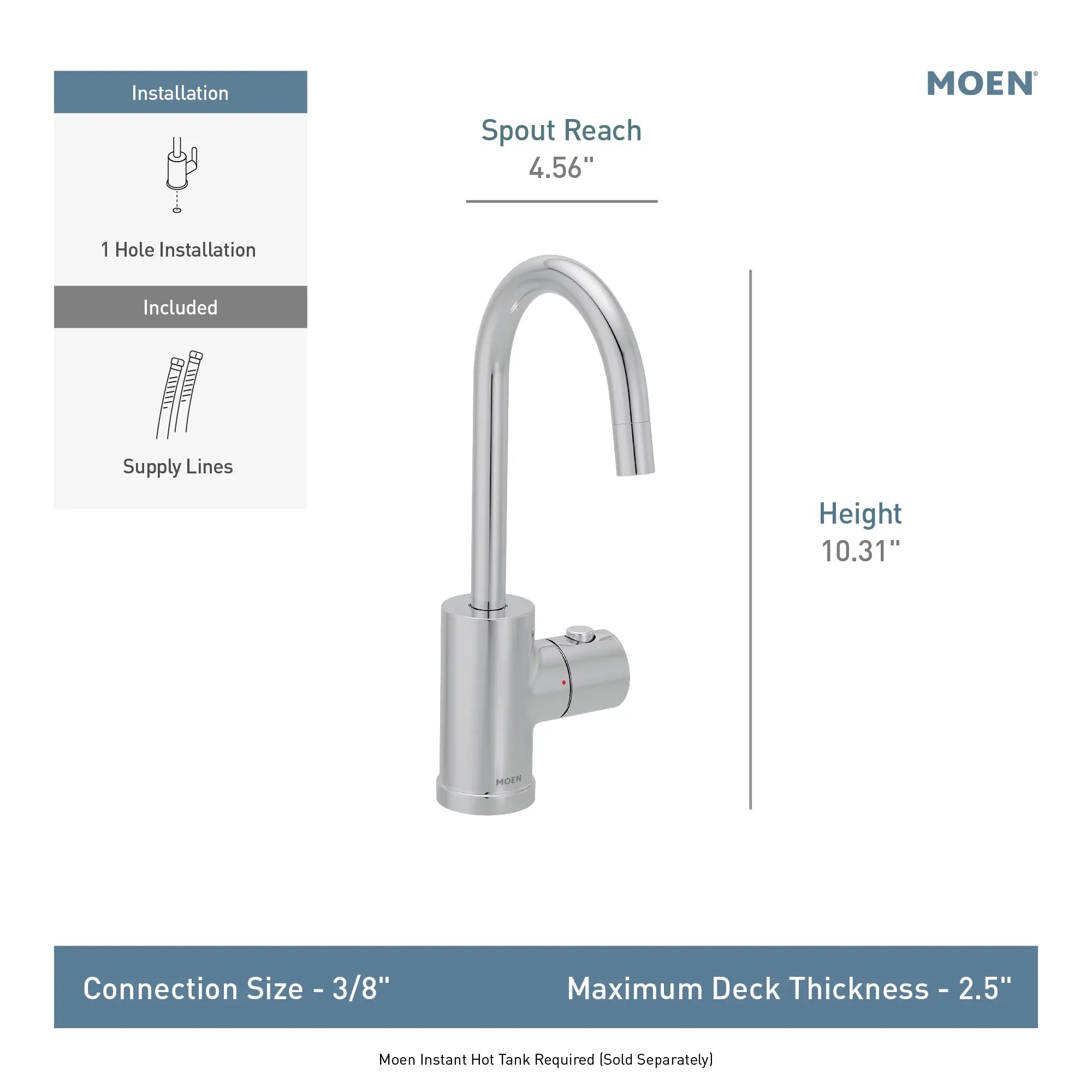 Moen Sip Modern One-Handle High Arc Undermount Beverage Faucet - Image 8