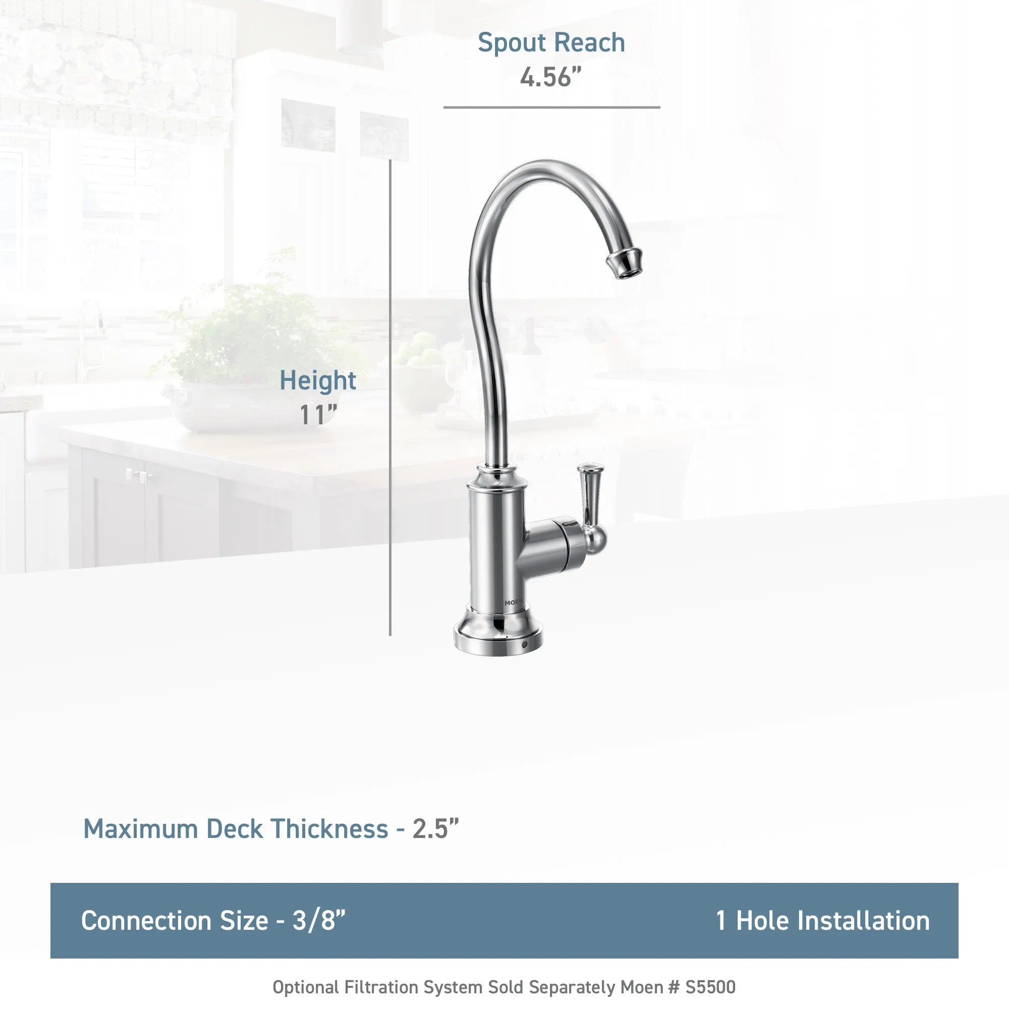 Moen Sip Traditional One-Handle High Arc Beverage Faucet - Image 6