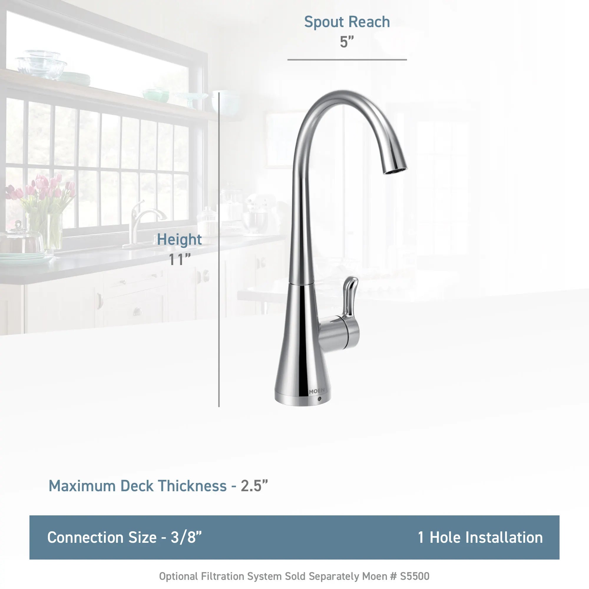 Moen Sip Transitional One-Handle High Arc Beverage Faucet - Image 5