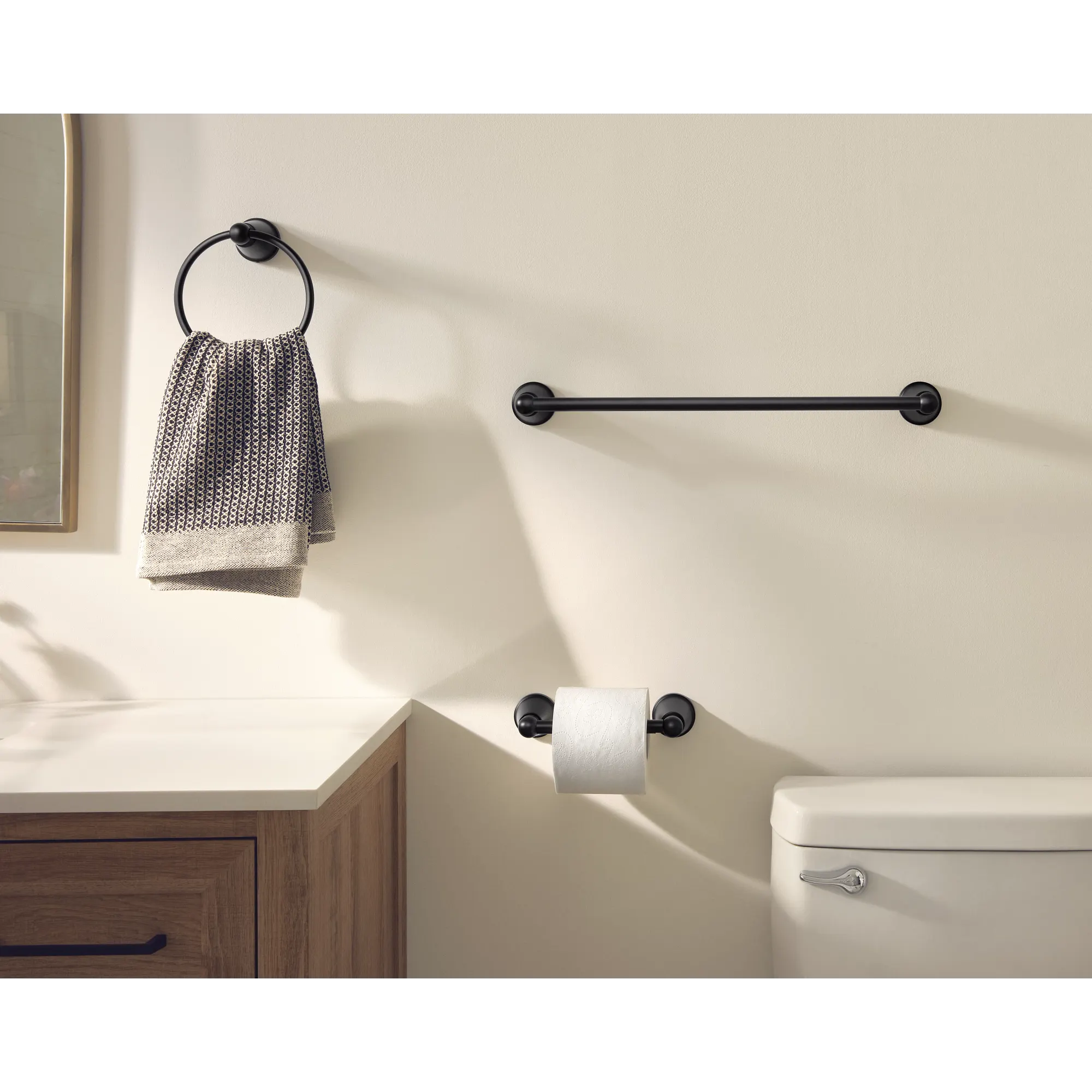 Caldwell 18 Towel Bar Towel Ring Pivoting Paper Holder - Image 4