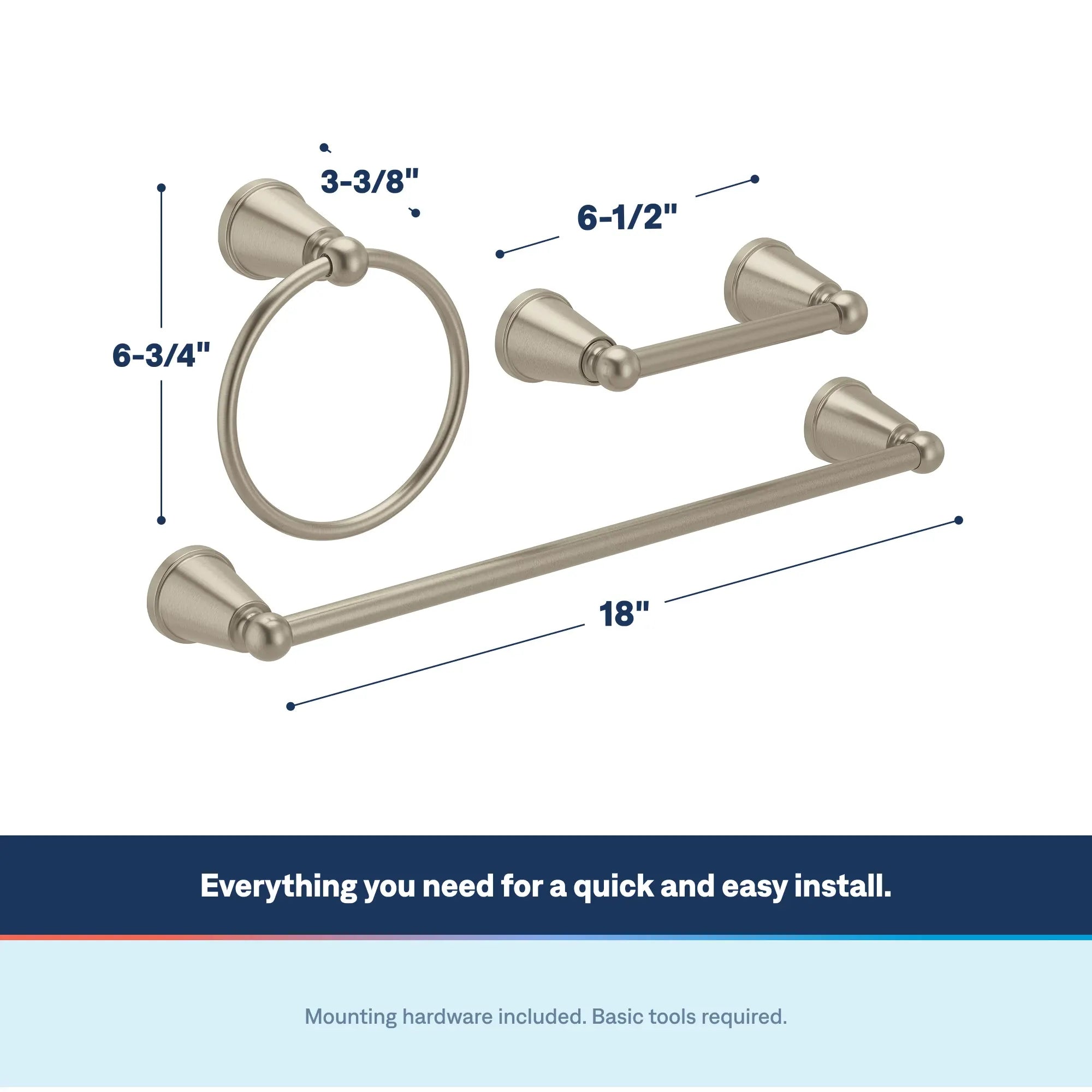 Caldwell 18 Towel Bar Towel Ring Pivoting Paper Holder - Image 5
