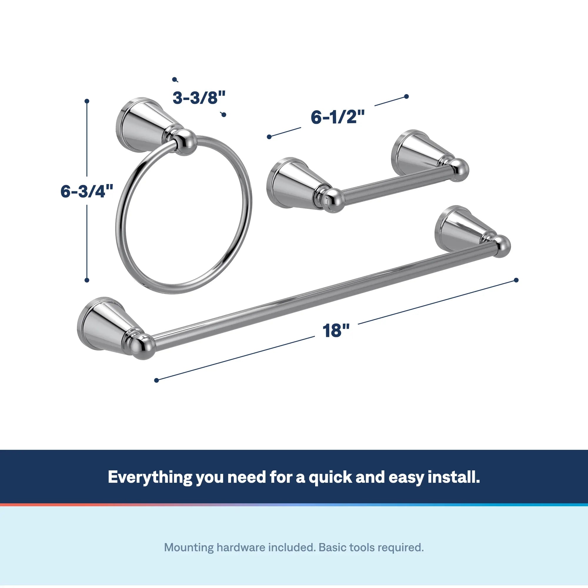 Caldwell 18 Towel Bar Towel Ring Pivoting Paper Holder - Image 5