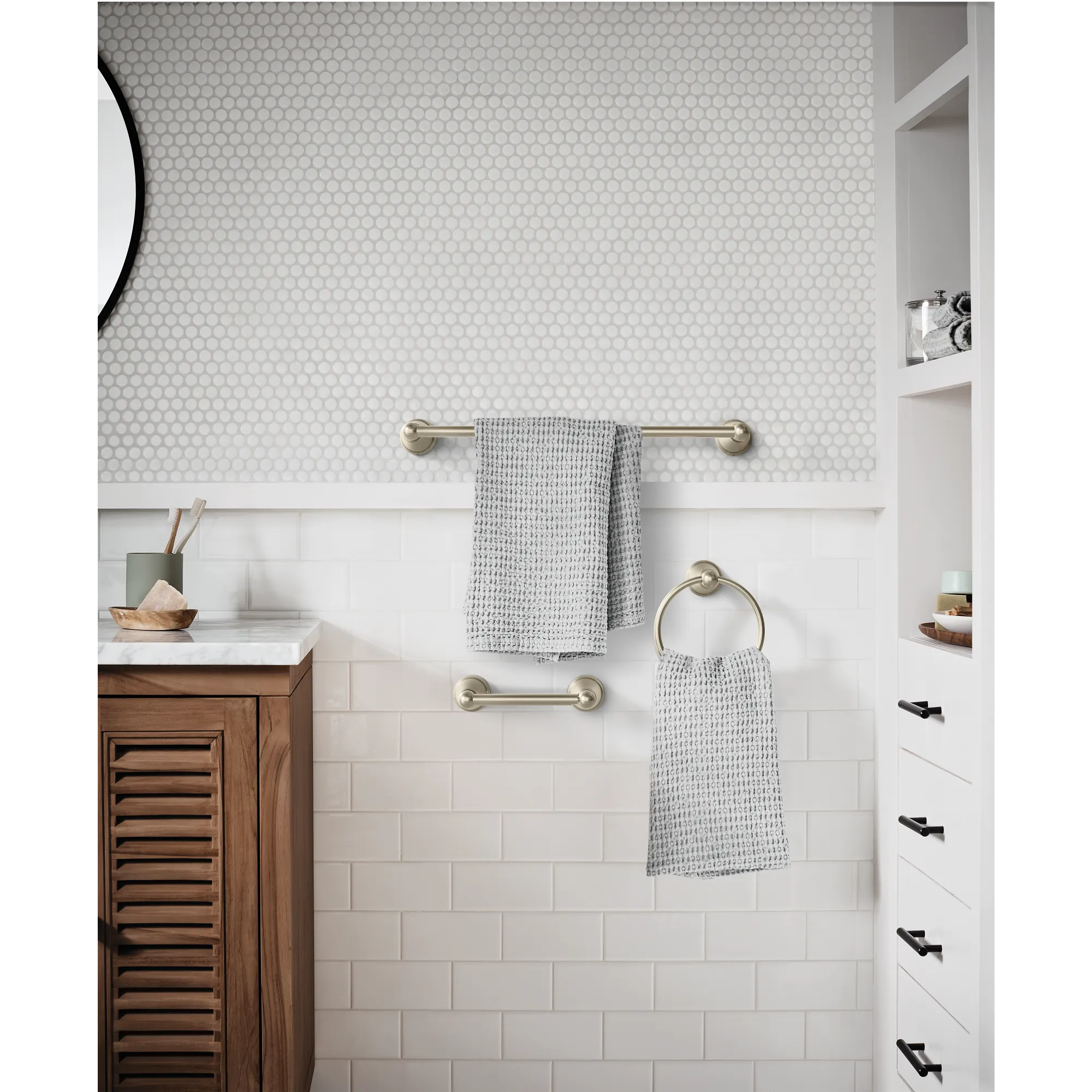 Caldwell 18 Towel Bar Towel Ring Pivoting Paper Holder - Image 2