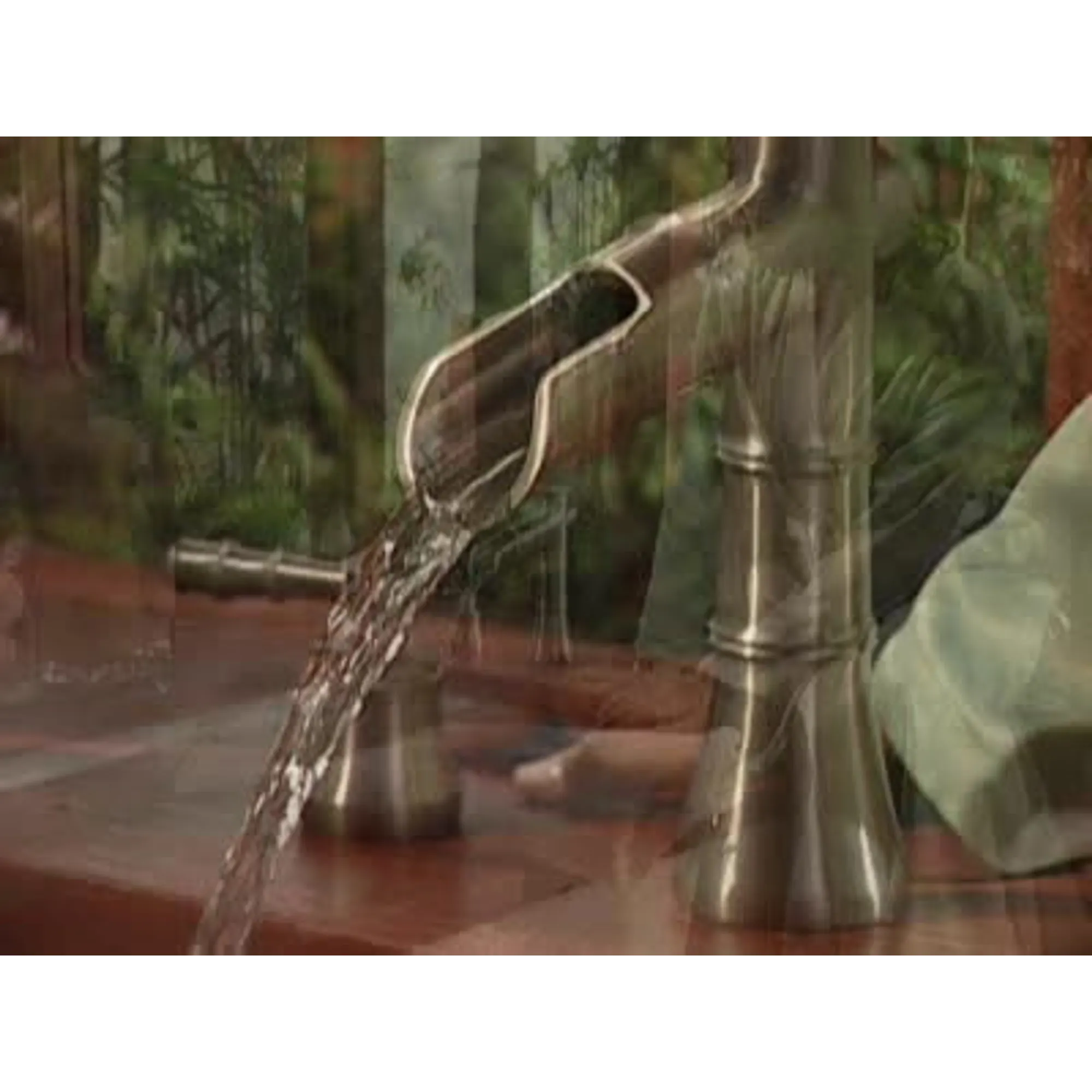 Bamboo Two-Handle Open Waterway Roman Tub Faucet Includes Hand Shower - Image 2