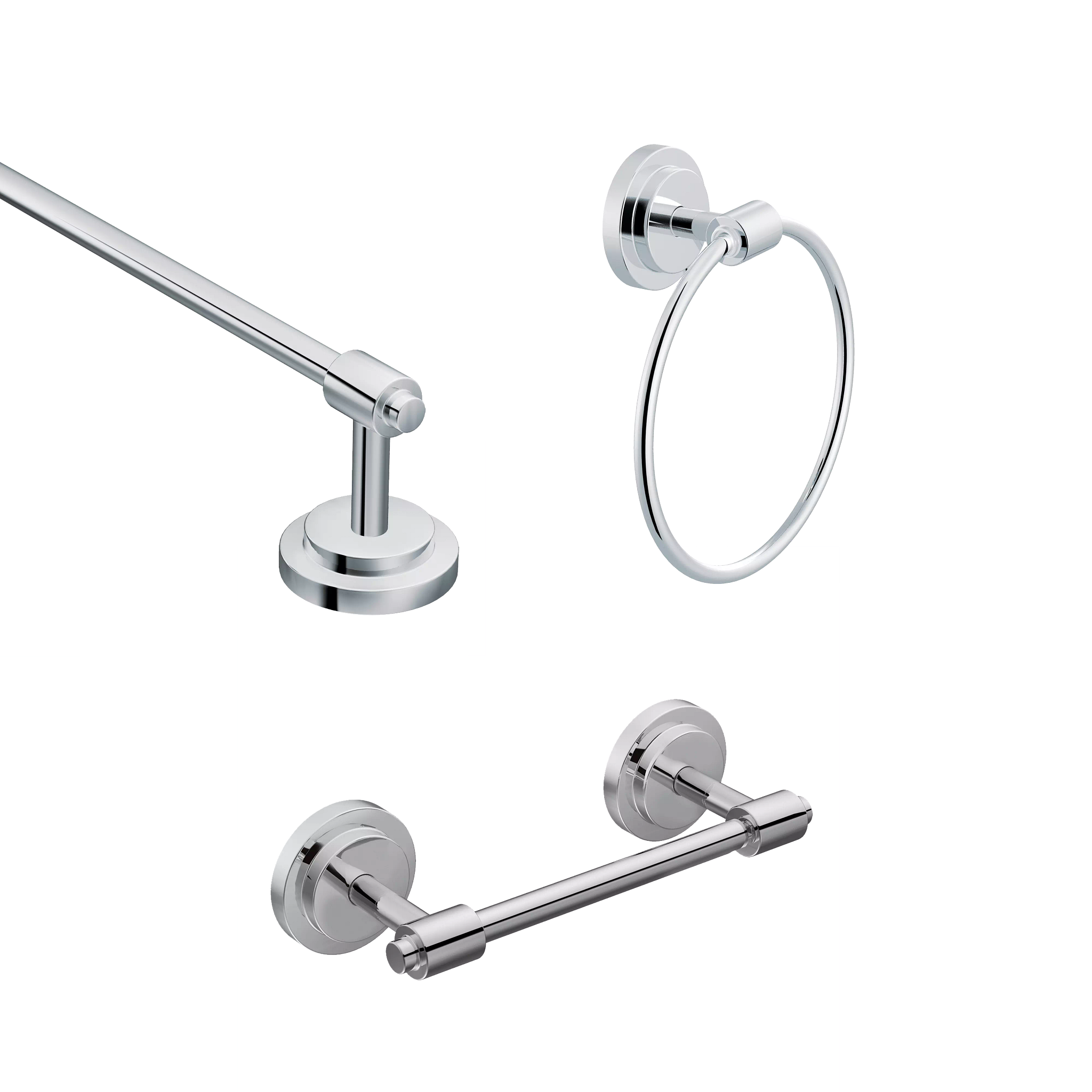 Iso 3 Pc Kit: Pivoting Paper Holder. Towel Bar and Towel Ring