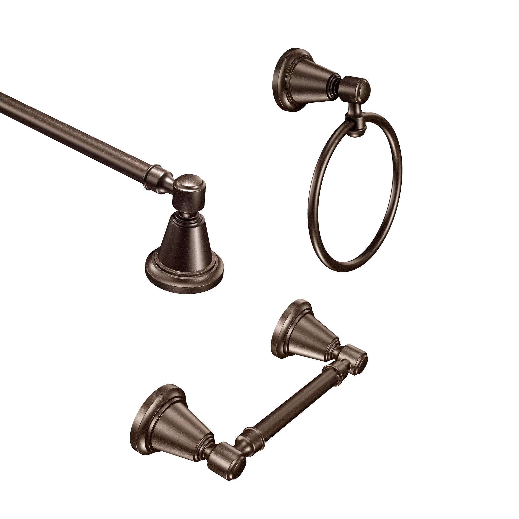 Bradshaw: 3 Pc Kit: Pivoting Paper Holder. Towel Bar and Towel Ring