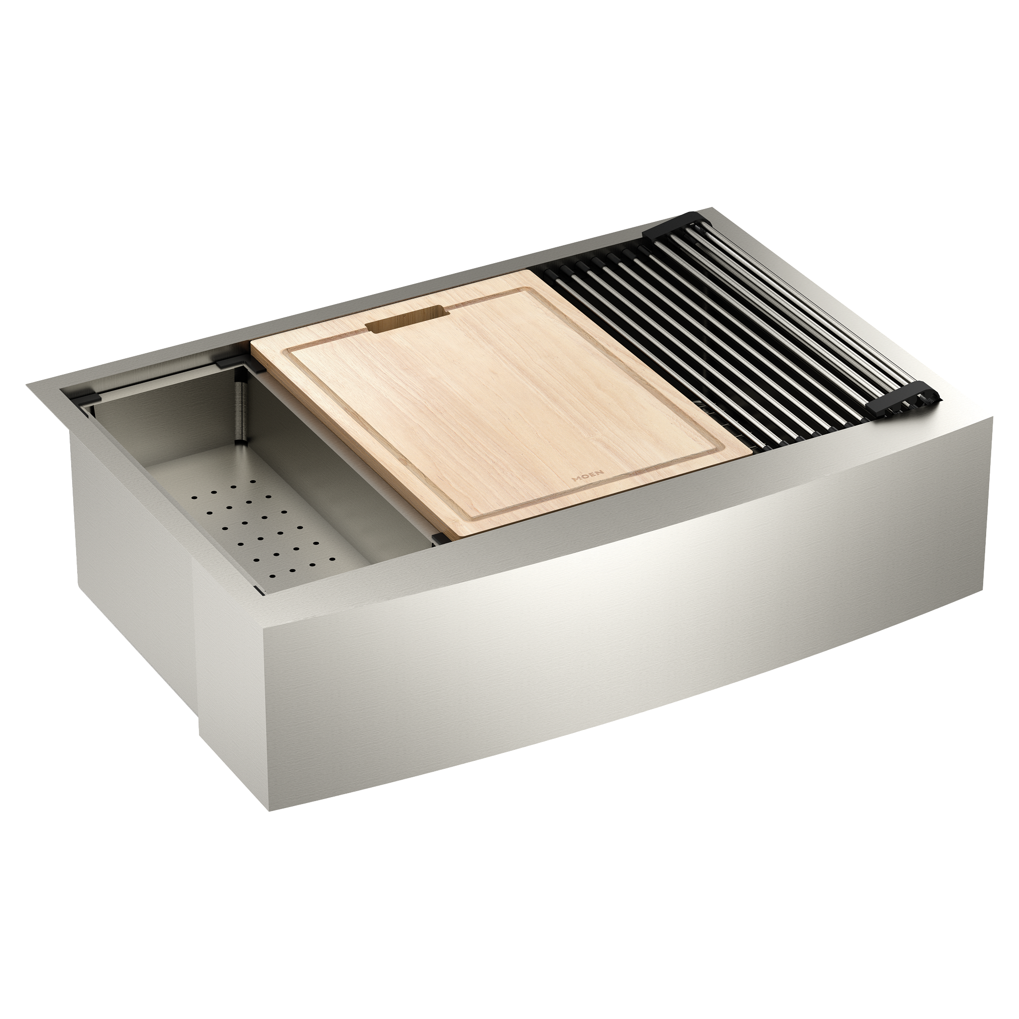 Luxe Chef 33 Workstation Steel Undermount Apron Front Single Bowl Sink with Accessories