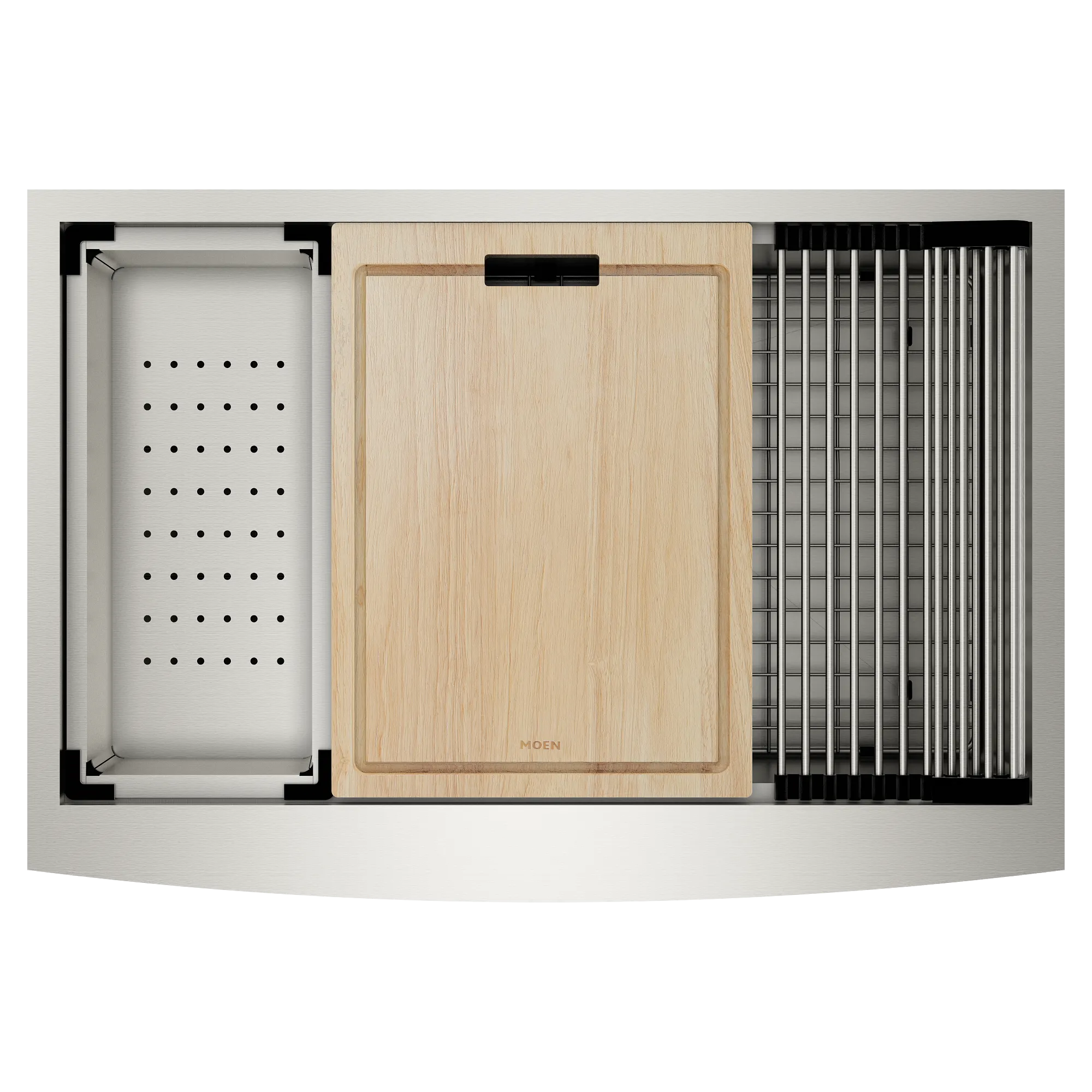 Luxe Chef 33 Workstation Steel Undermount Apron Front Single Bowl Sink with Accessories - Image 8