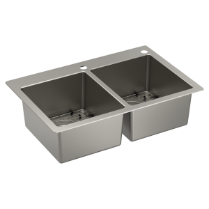 Prep 33 Steel Dual Mount Double Bowl Sink