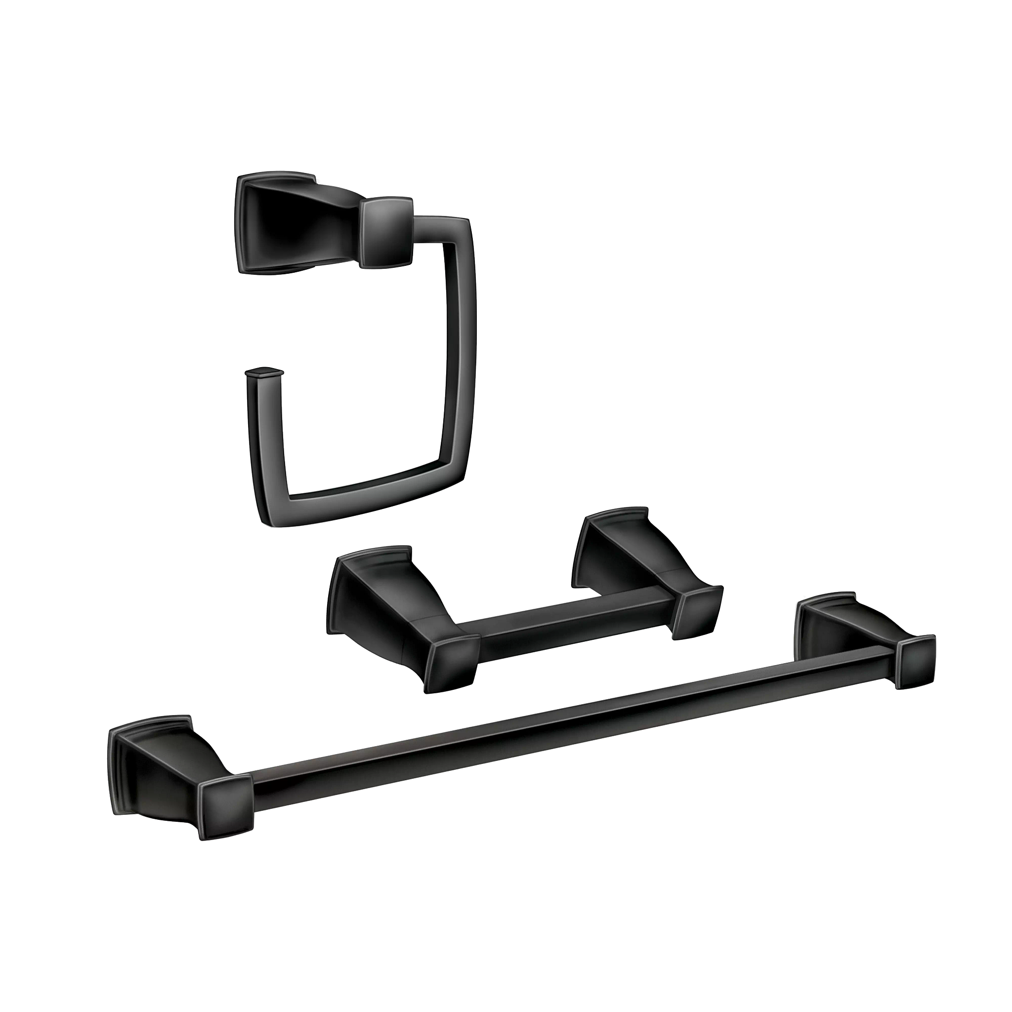 Hensley 3 Pc Kit: Pivoting Paper Holder. Towel Bar and Towel Ring