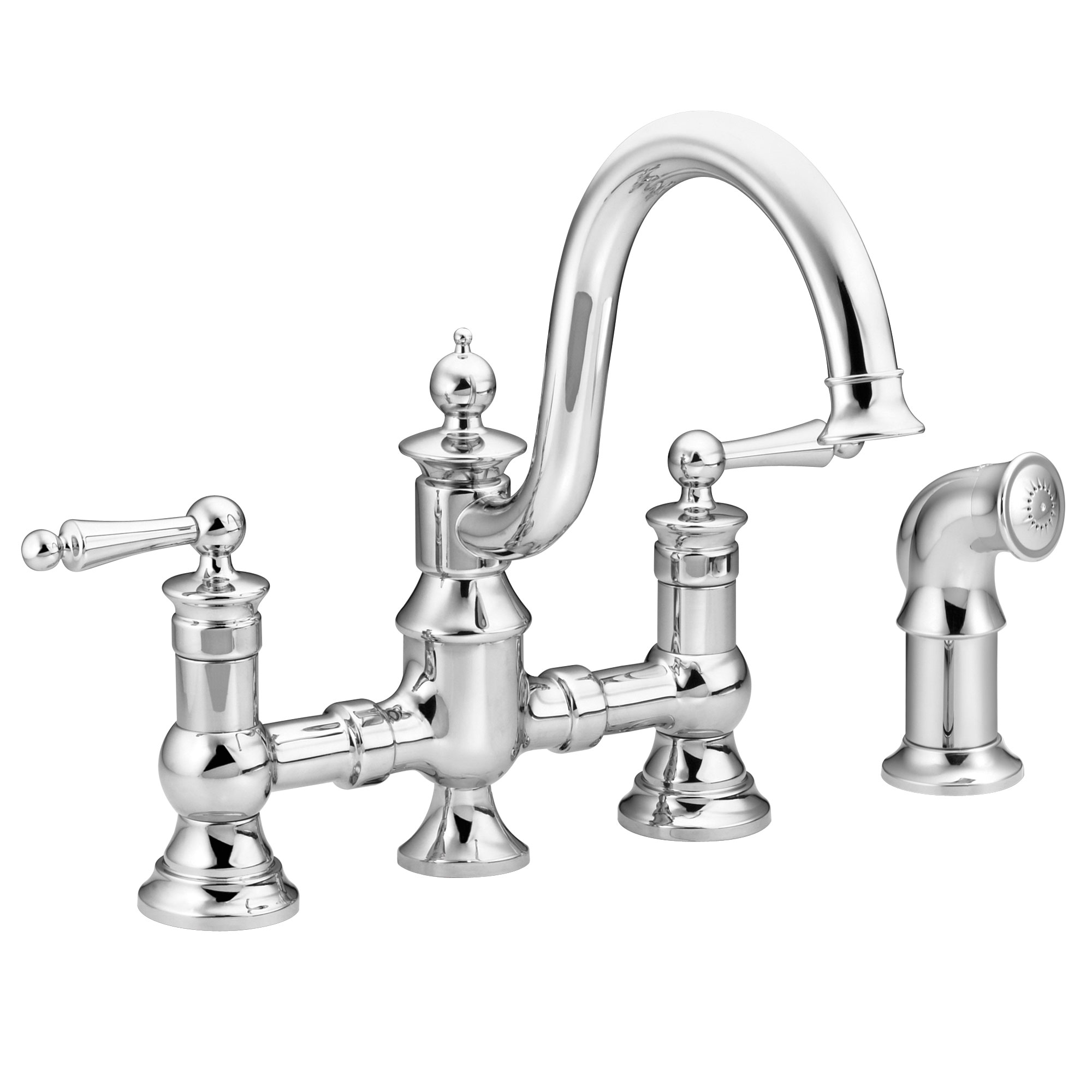 Waterhill Two-Handle High Arc Bridge Kitchen Faucet