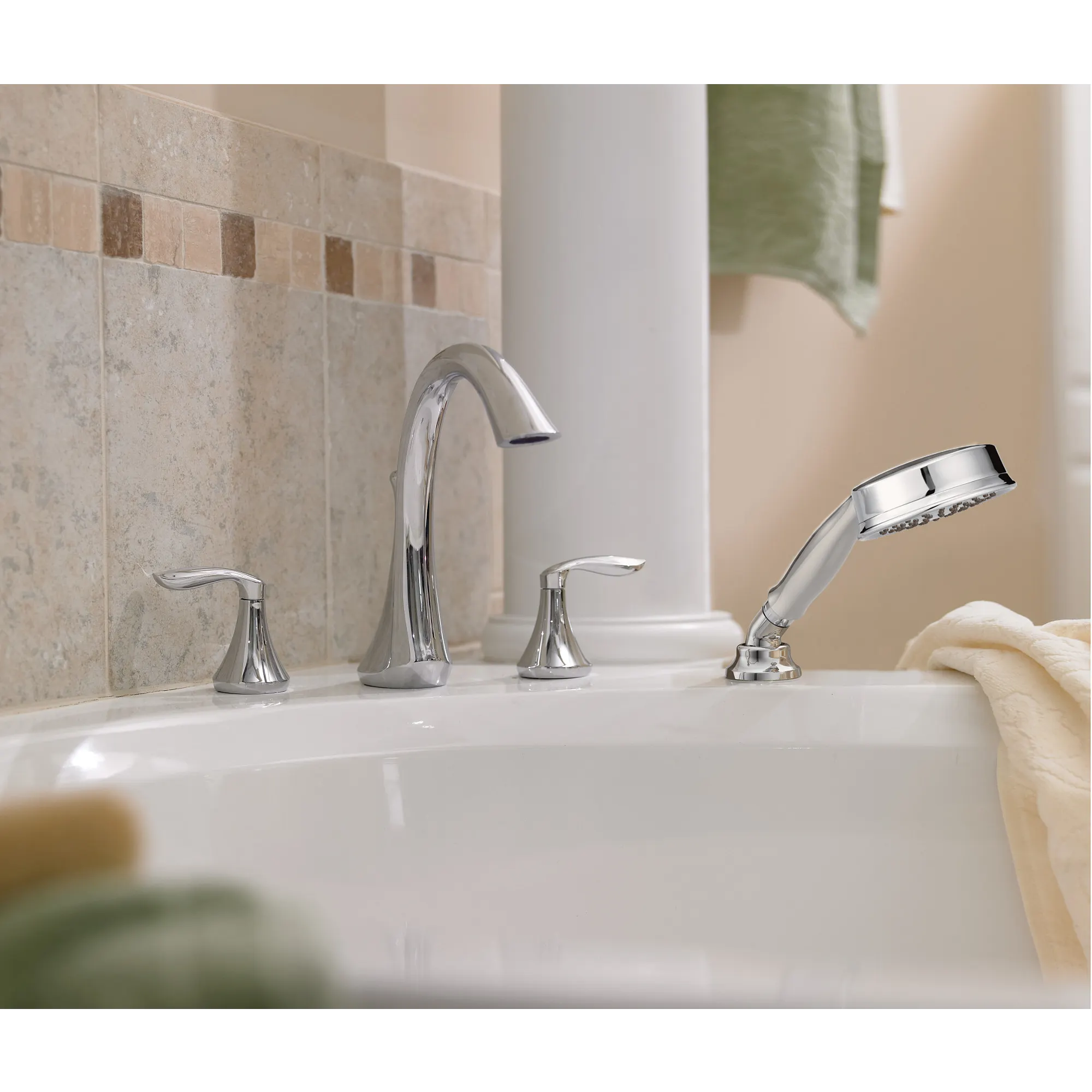 Eva Two-Handle High Arc Roman Tub Faucet Including Handheld Shower - Image 4