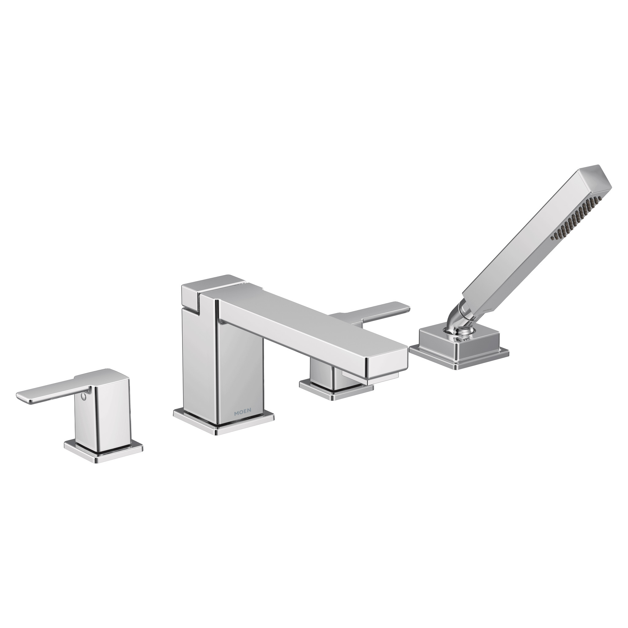 90 Degree Two-Handle High Arc Roman Tub Faucet Includes Hand Shower