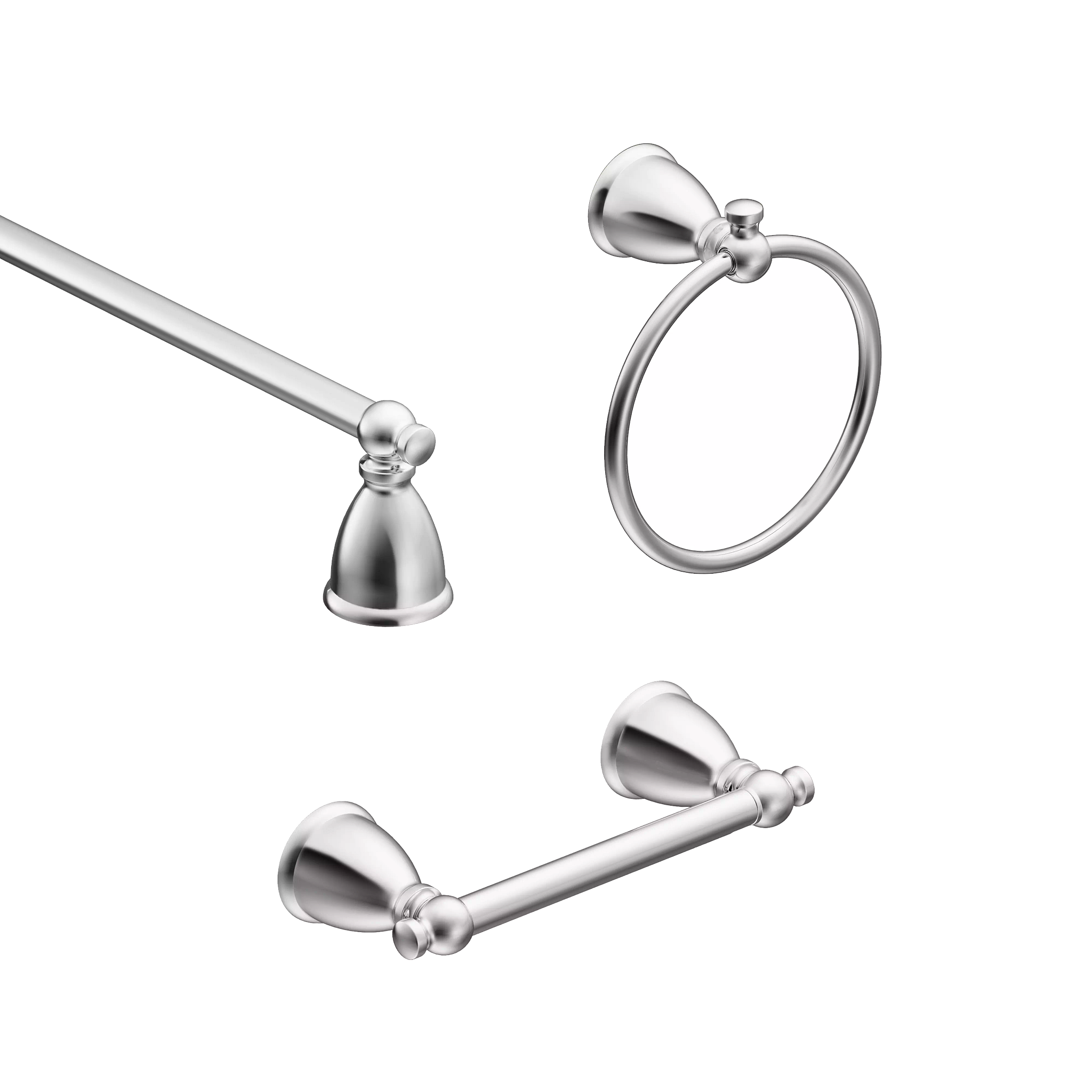Caldwell 3 Pc Kit: Pivoting Paper Holder. Towel Bar and Towel Ring